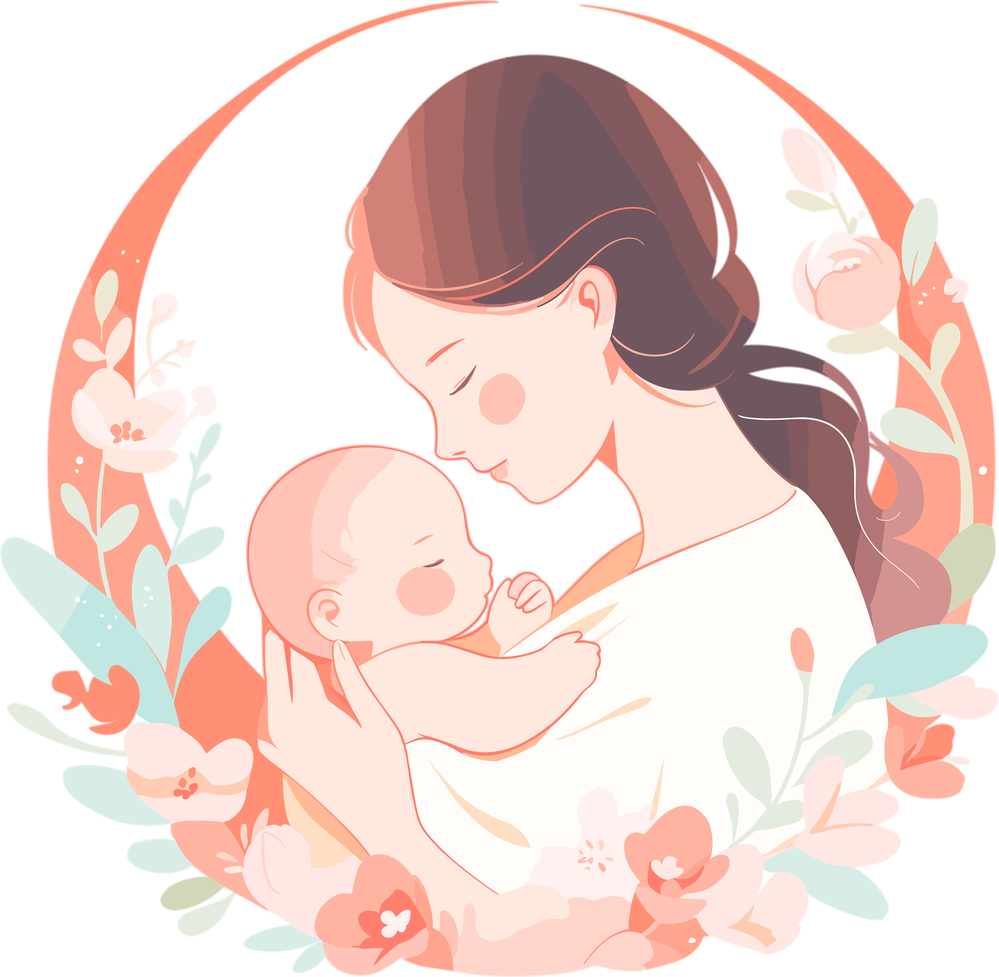 Mother's Day mother holding baby commercial illustration