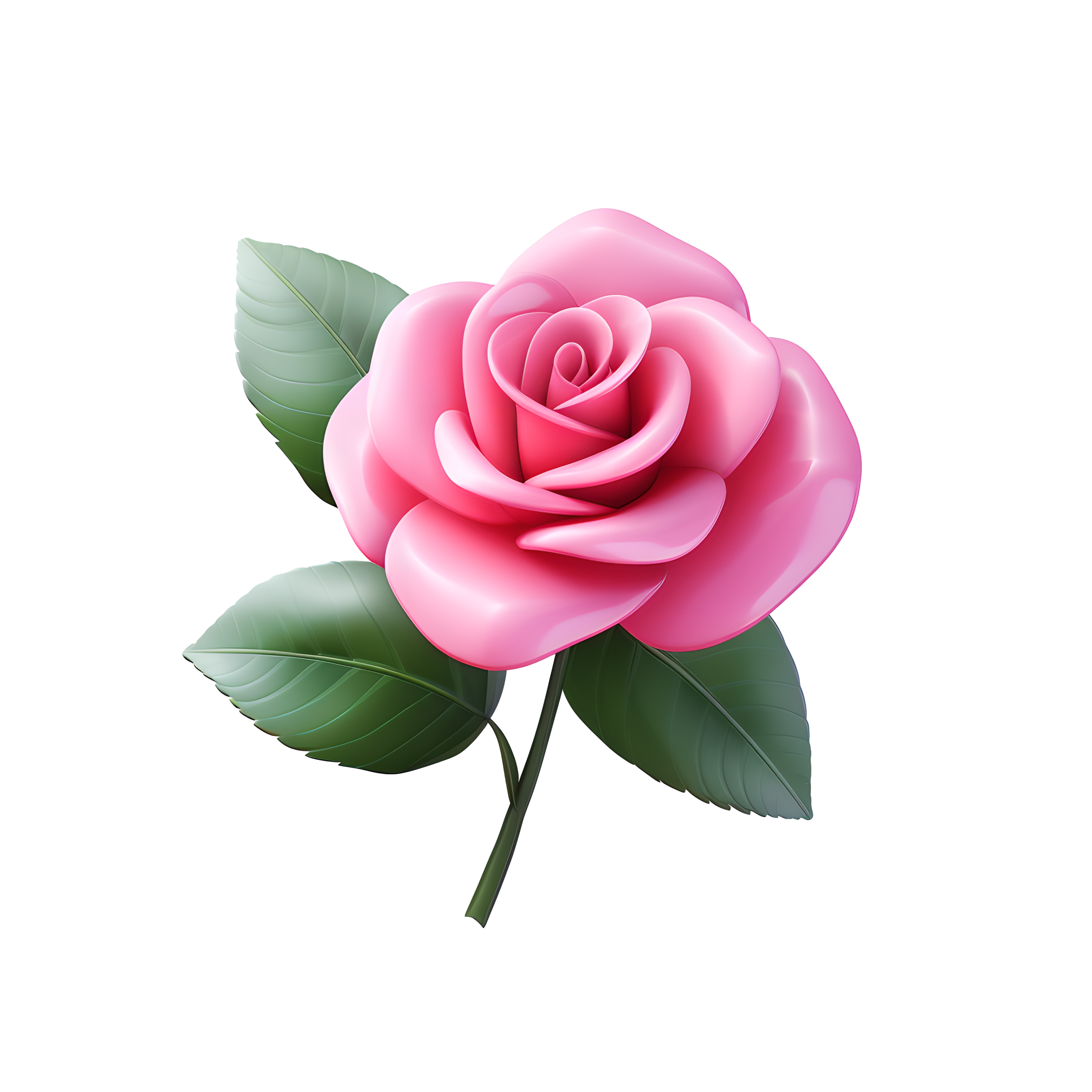 3D Rose Flower Icon Illustration