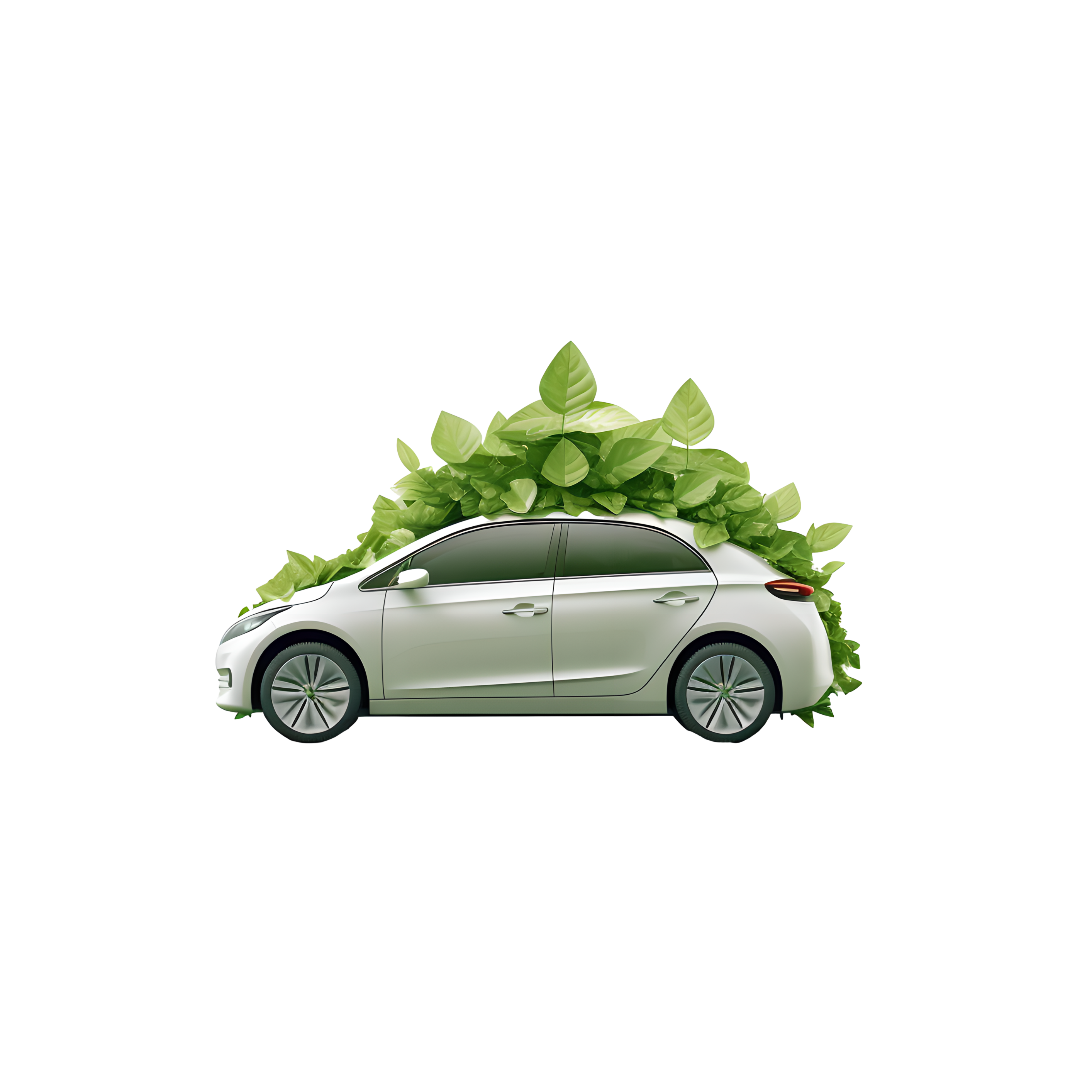 3D Eco-friendly Car and Leaf Creative Illustration