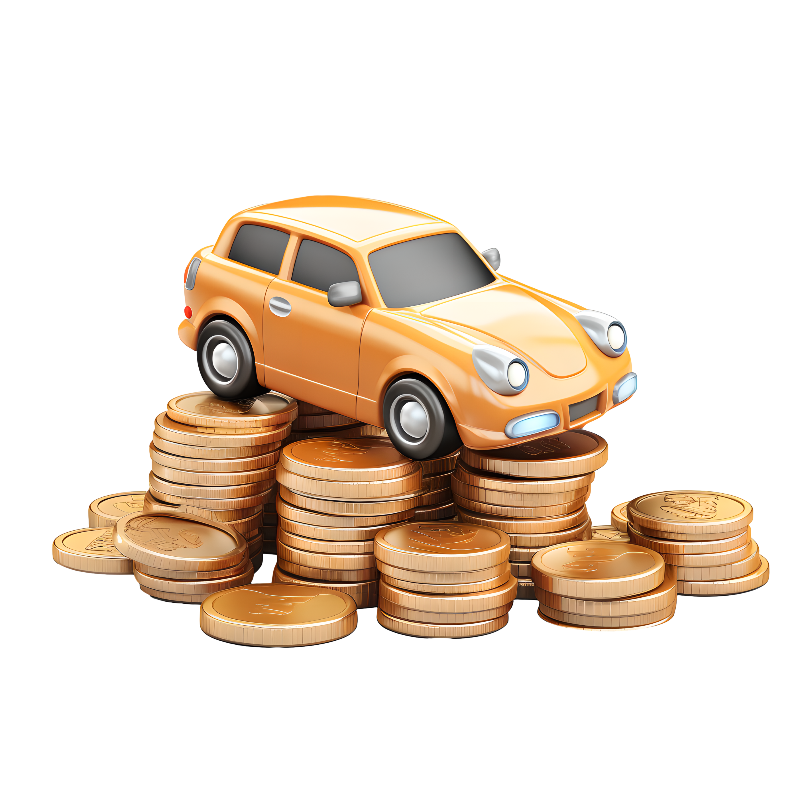 3D Gold Coin Car Exquisite Illustration