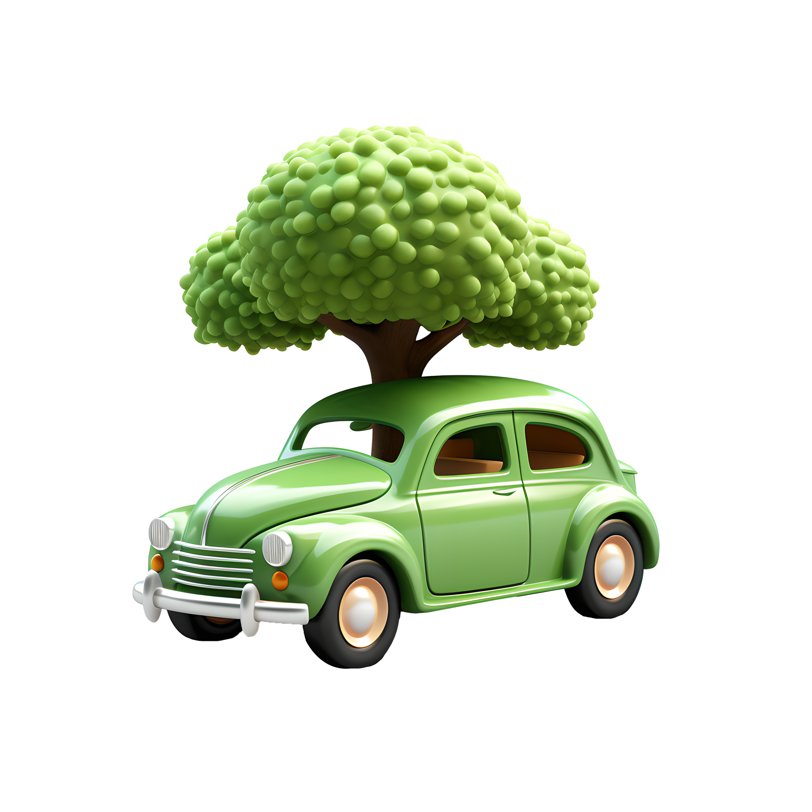 3D Eco-Friendly Car Commercial Design PNG Elements