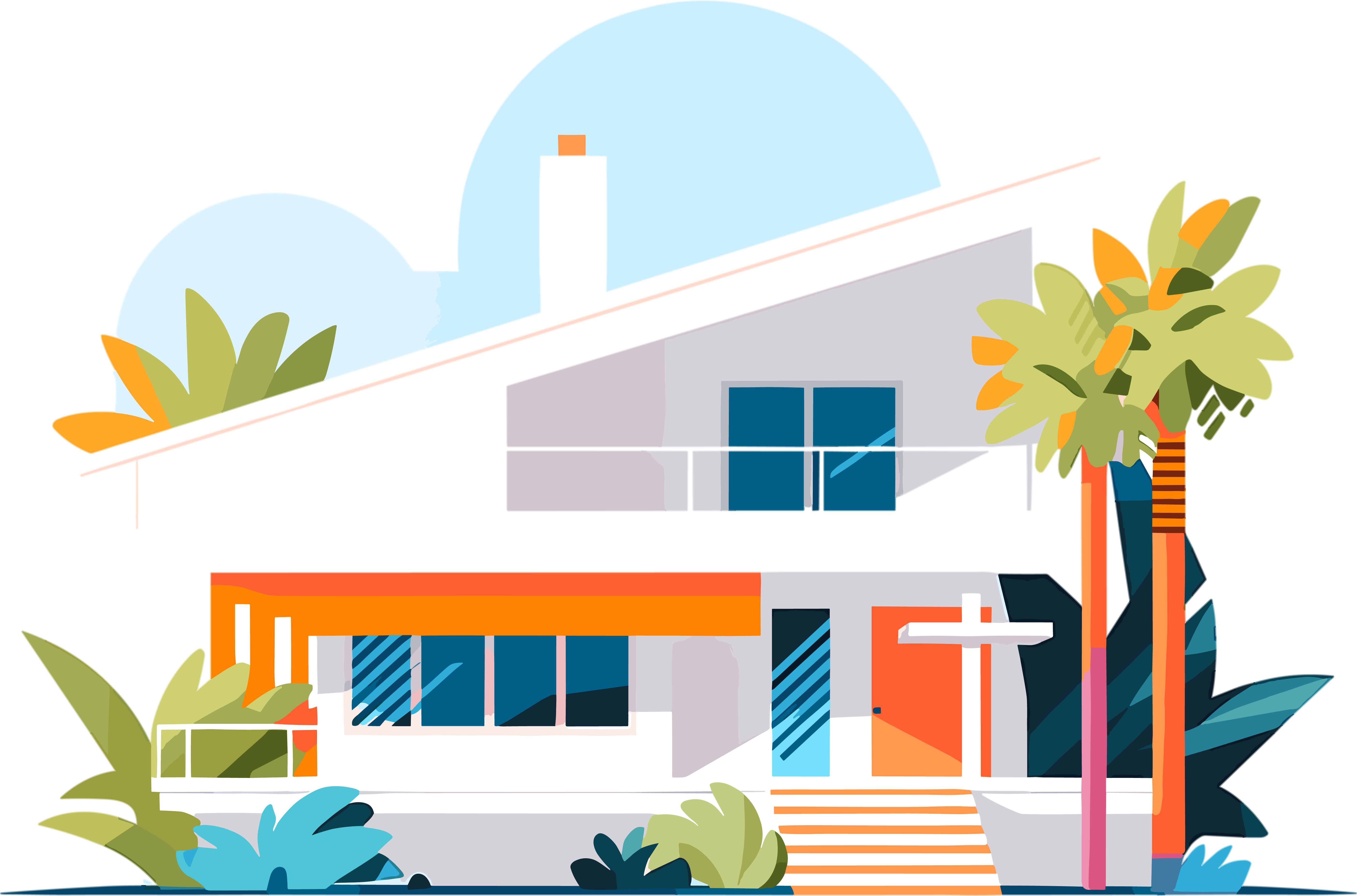Colorful House Minimalist Style Illustration