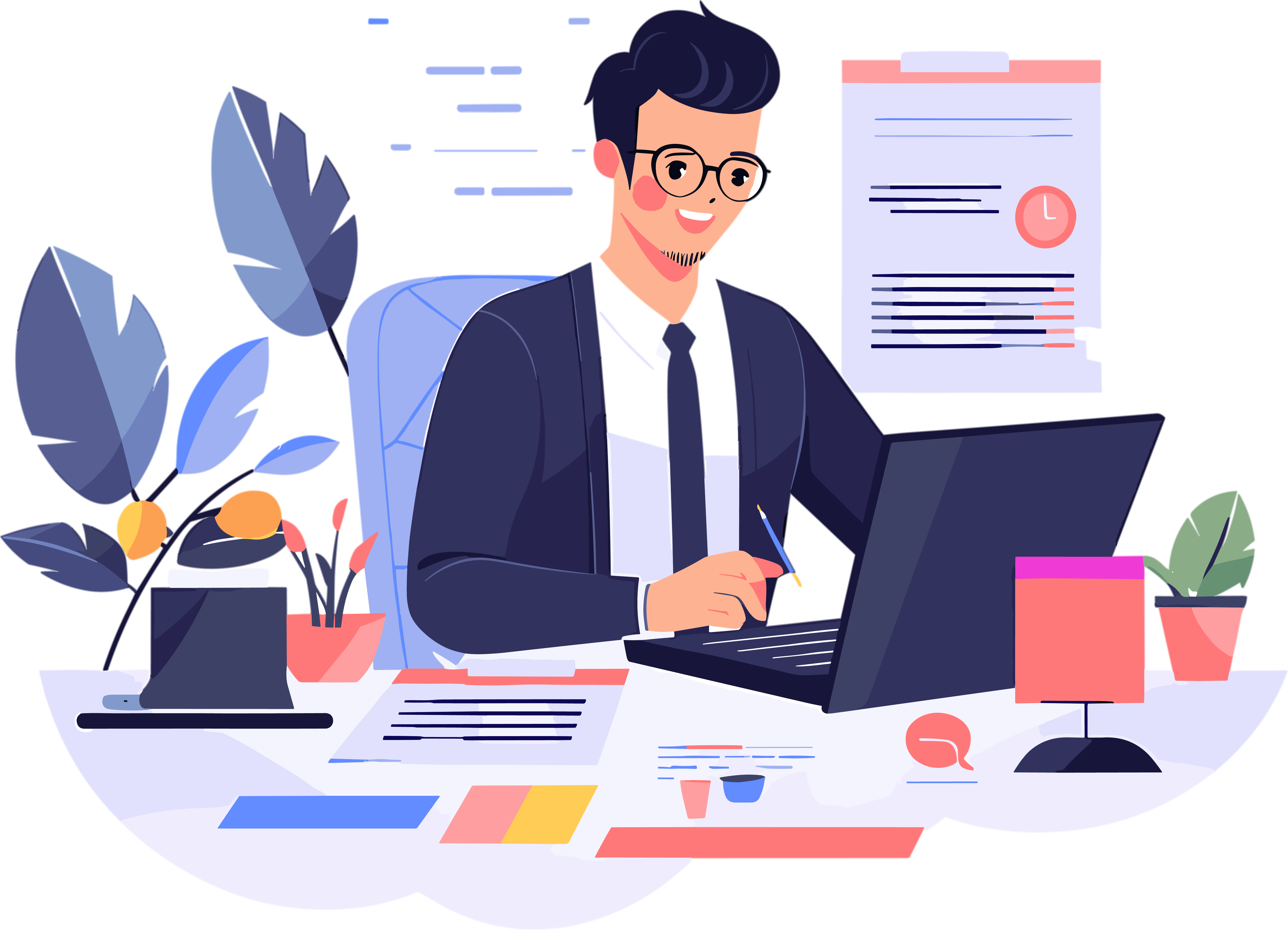 Illustration of a male economist in the workplace