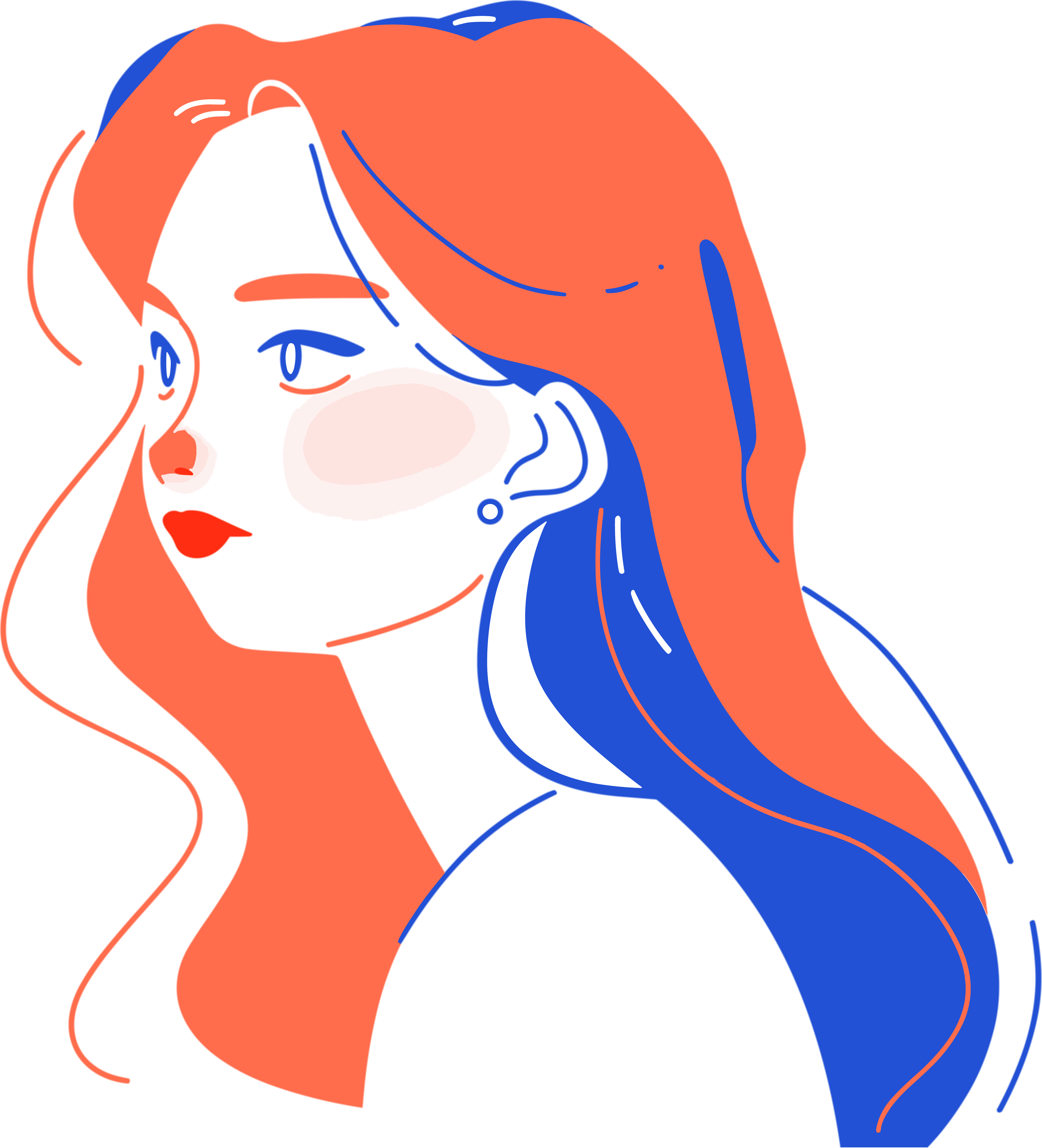 Cartoon girl line drawing material