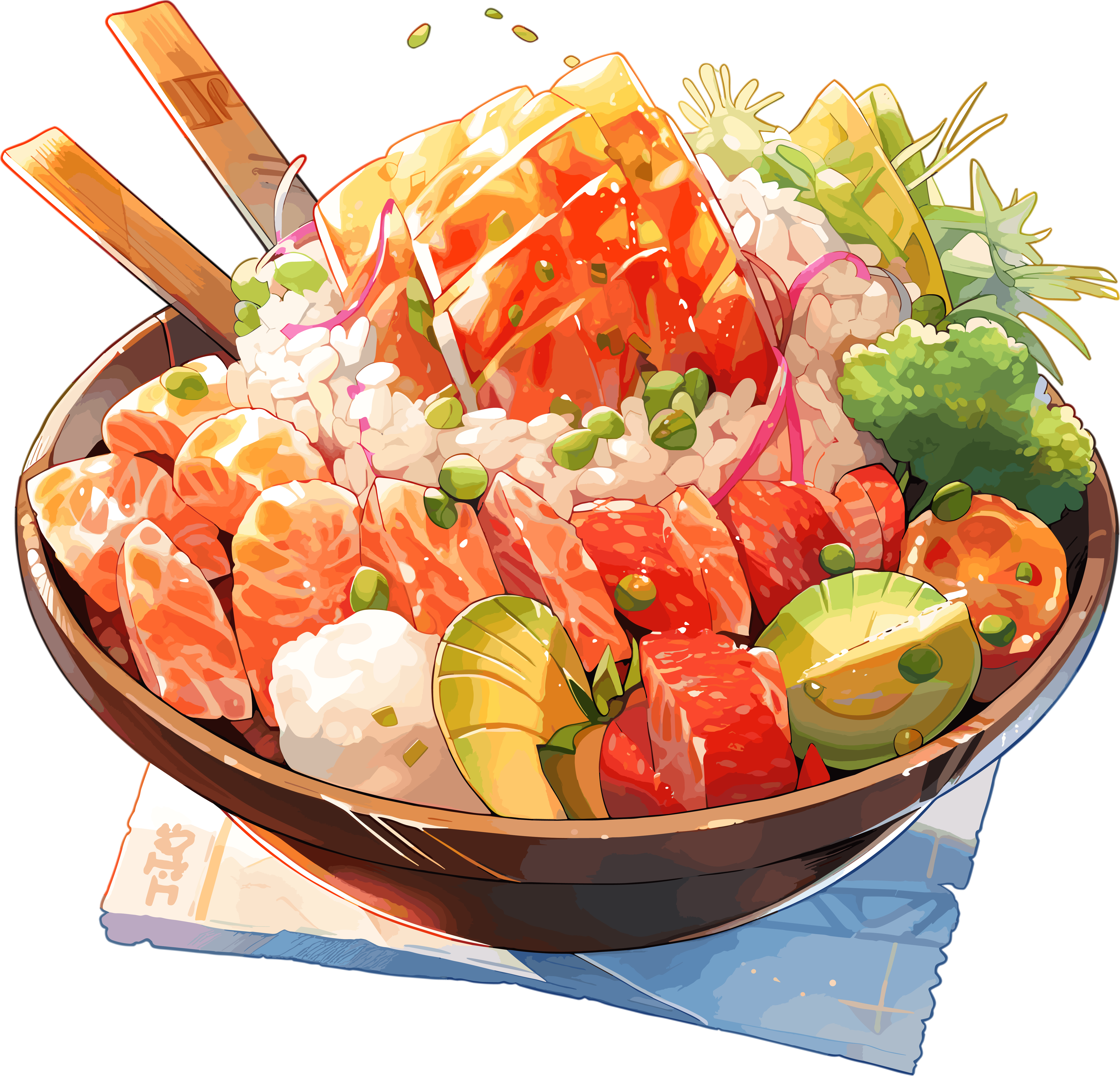Colorful illustration of vegetable salad