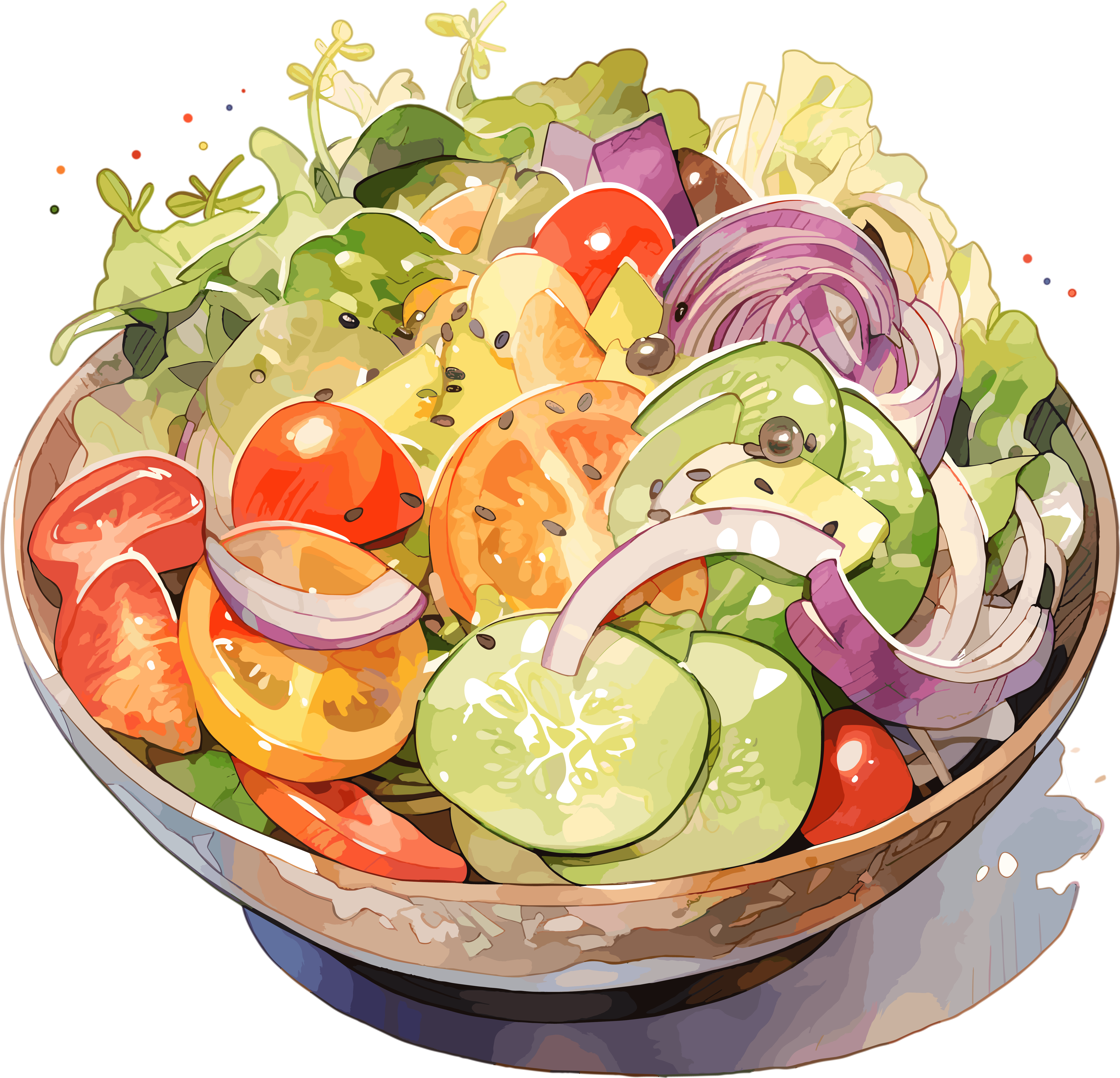 Vegetable salad commercial illustration