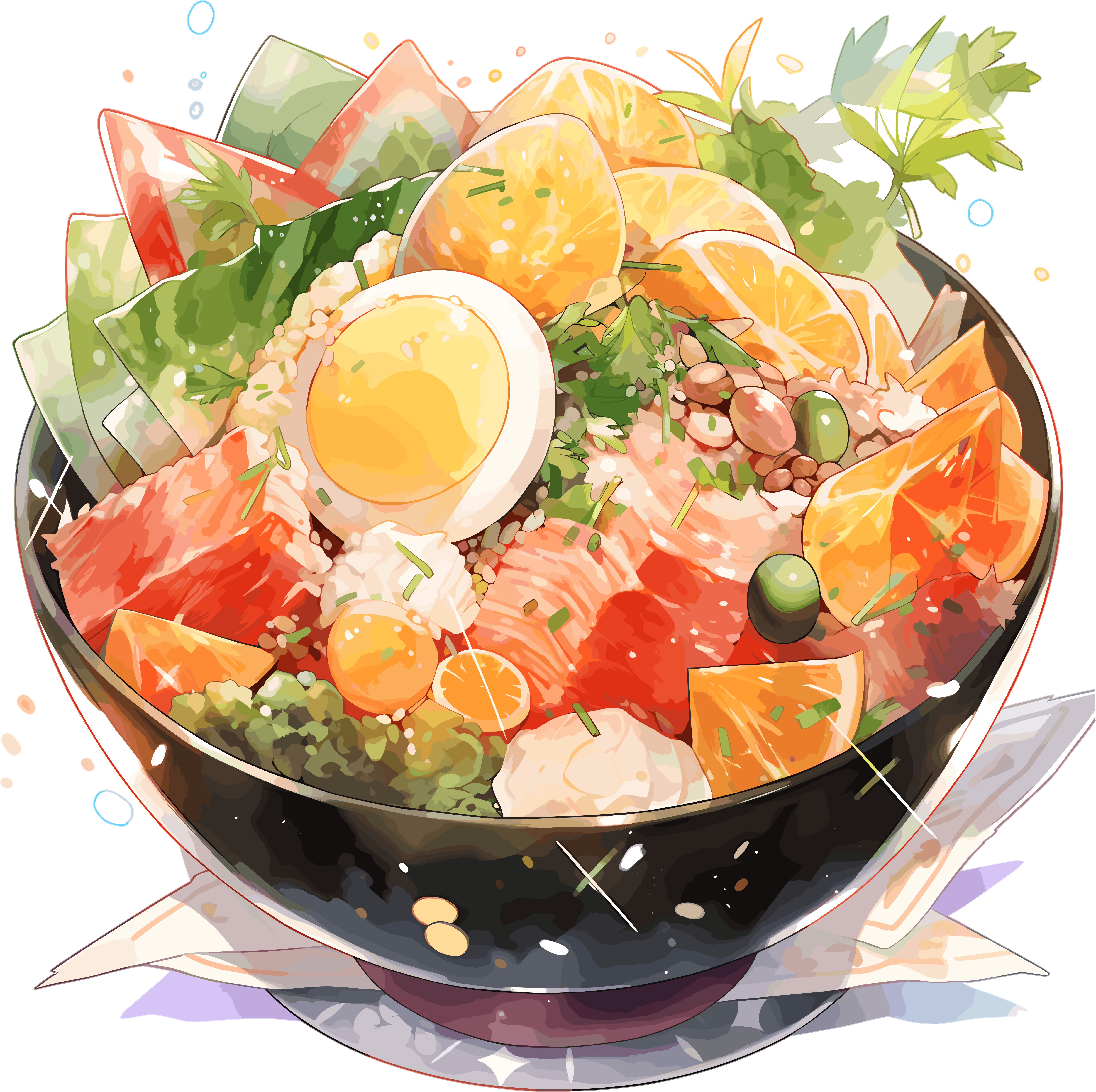 Hand-drawn vegetable salad illustration