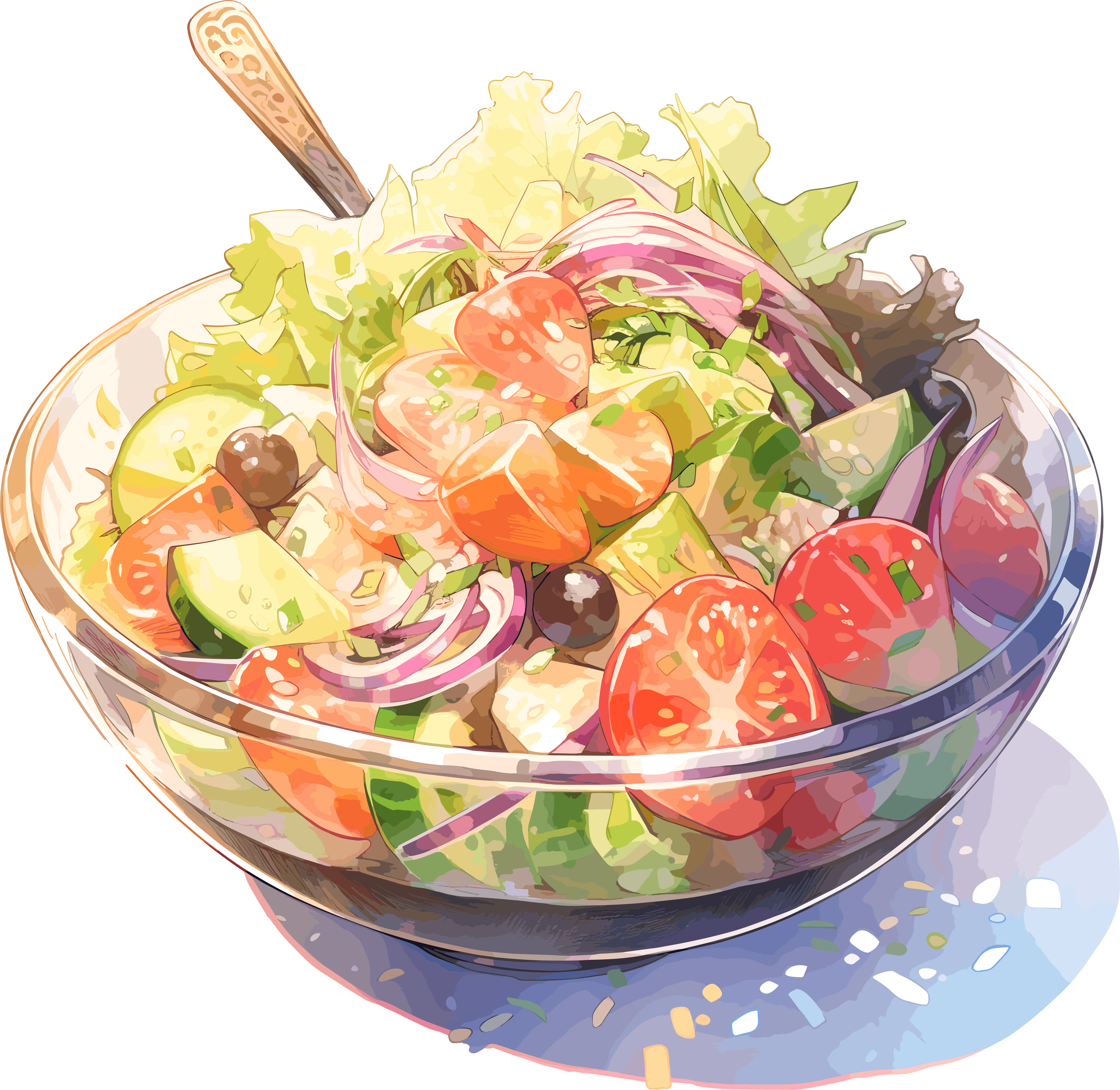 Vegetable salad transparent background illustration