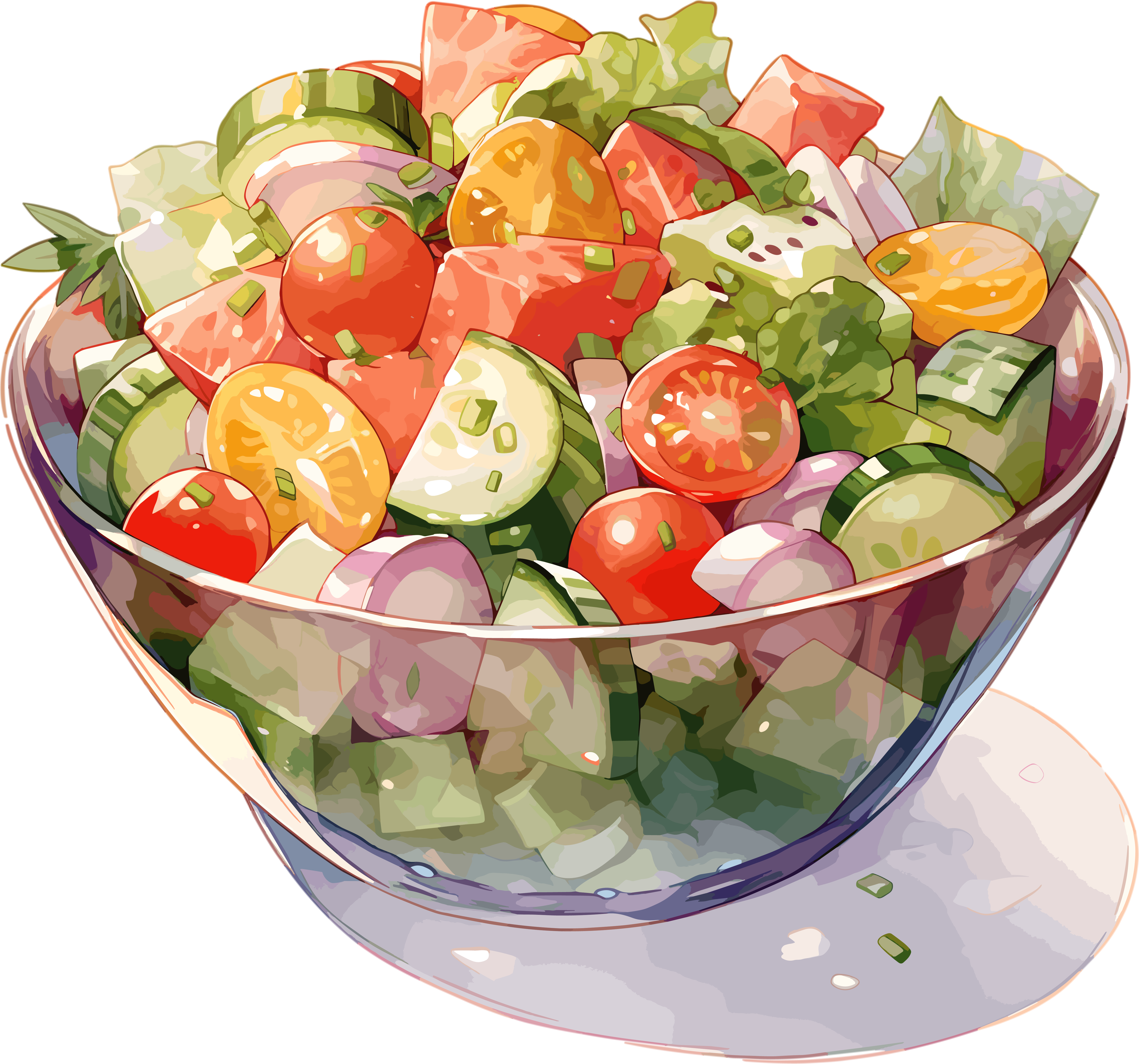 Vegetable Salad Colorful Hand-drawn PNG Material