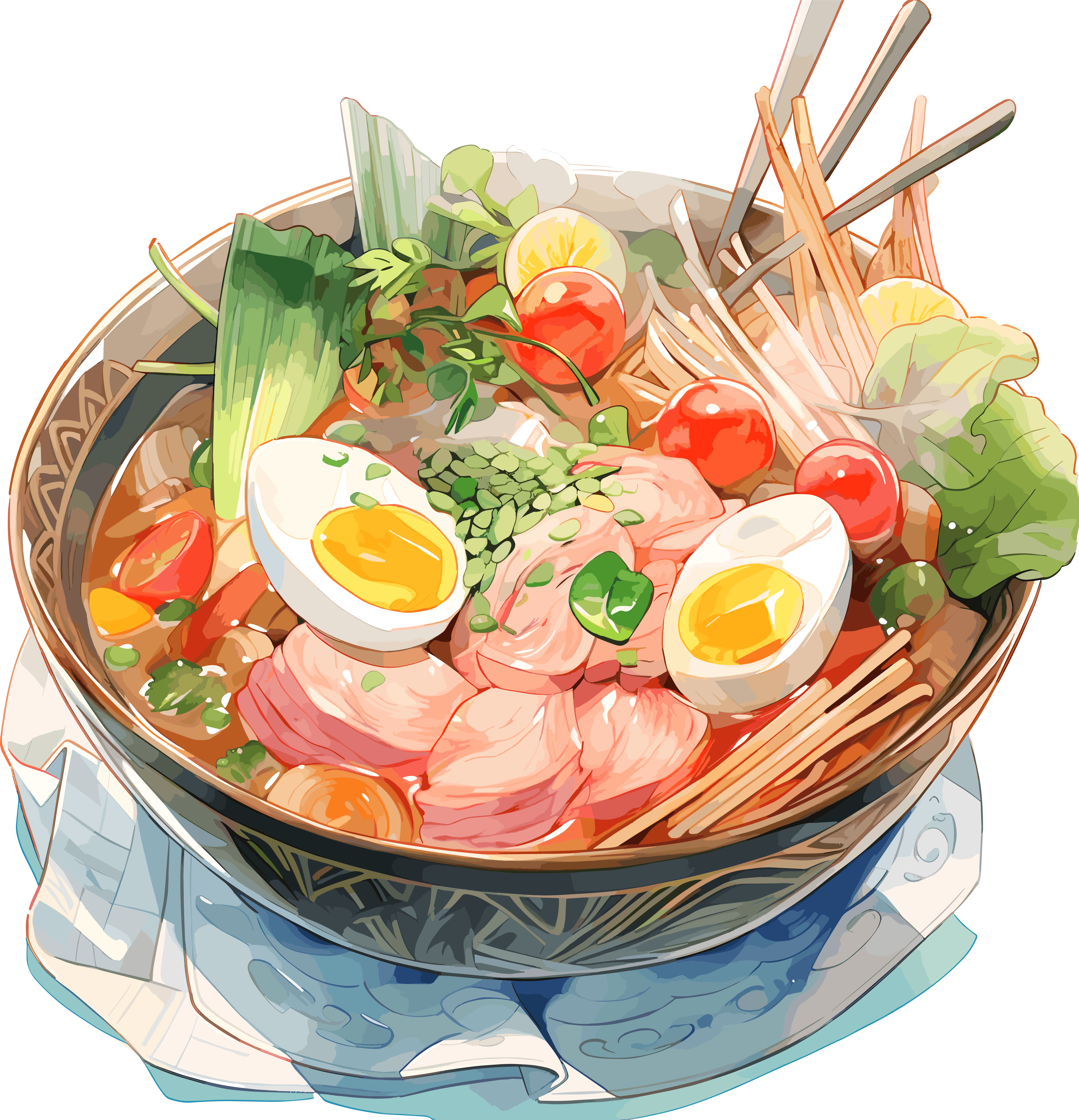 Thai-style noodle soup can be used as commercial material