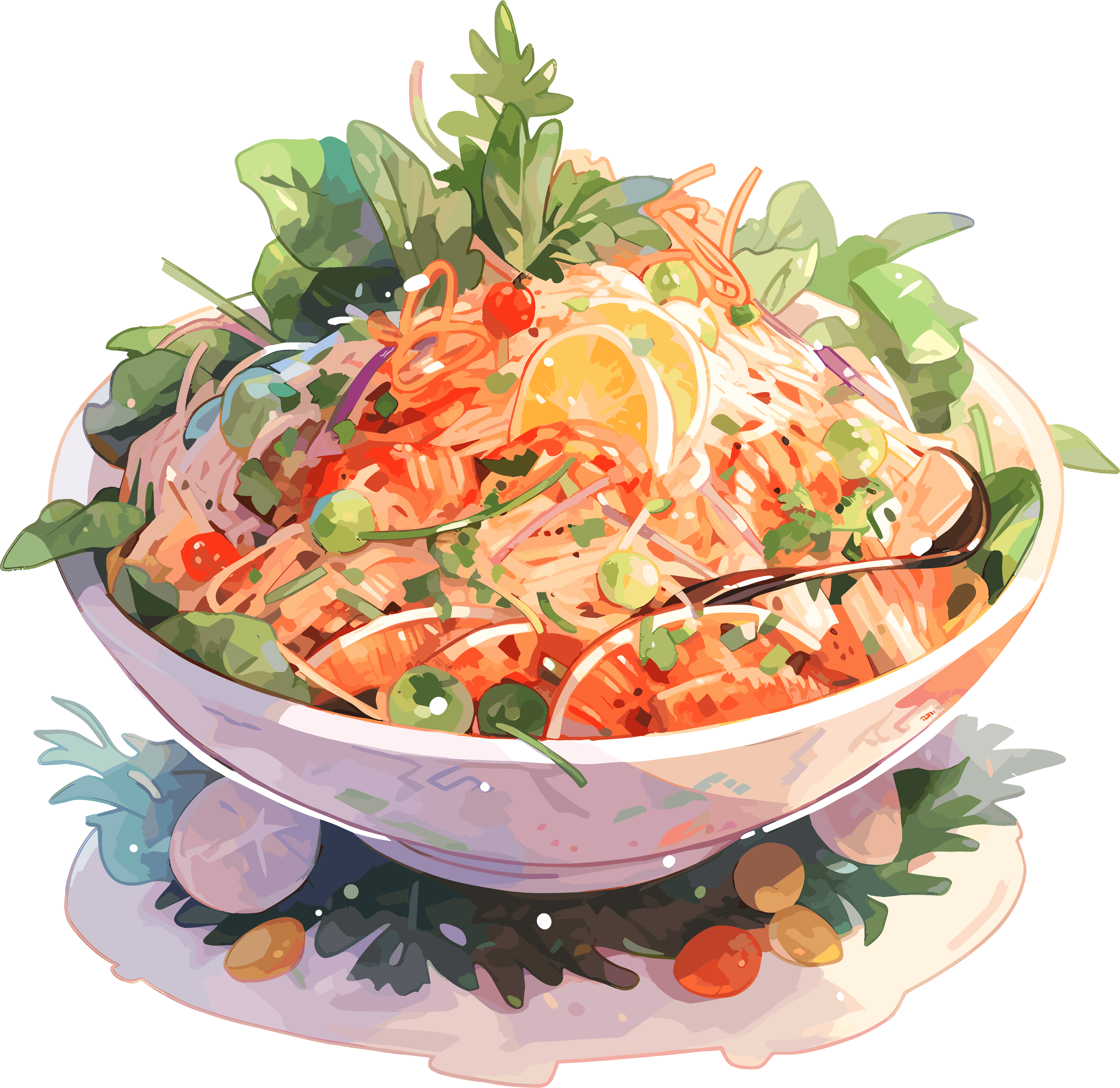 Vegetable Salad Anime Style Illustration