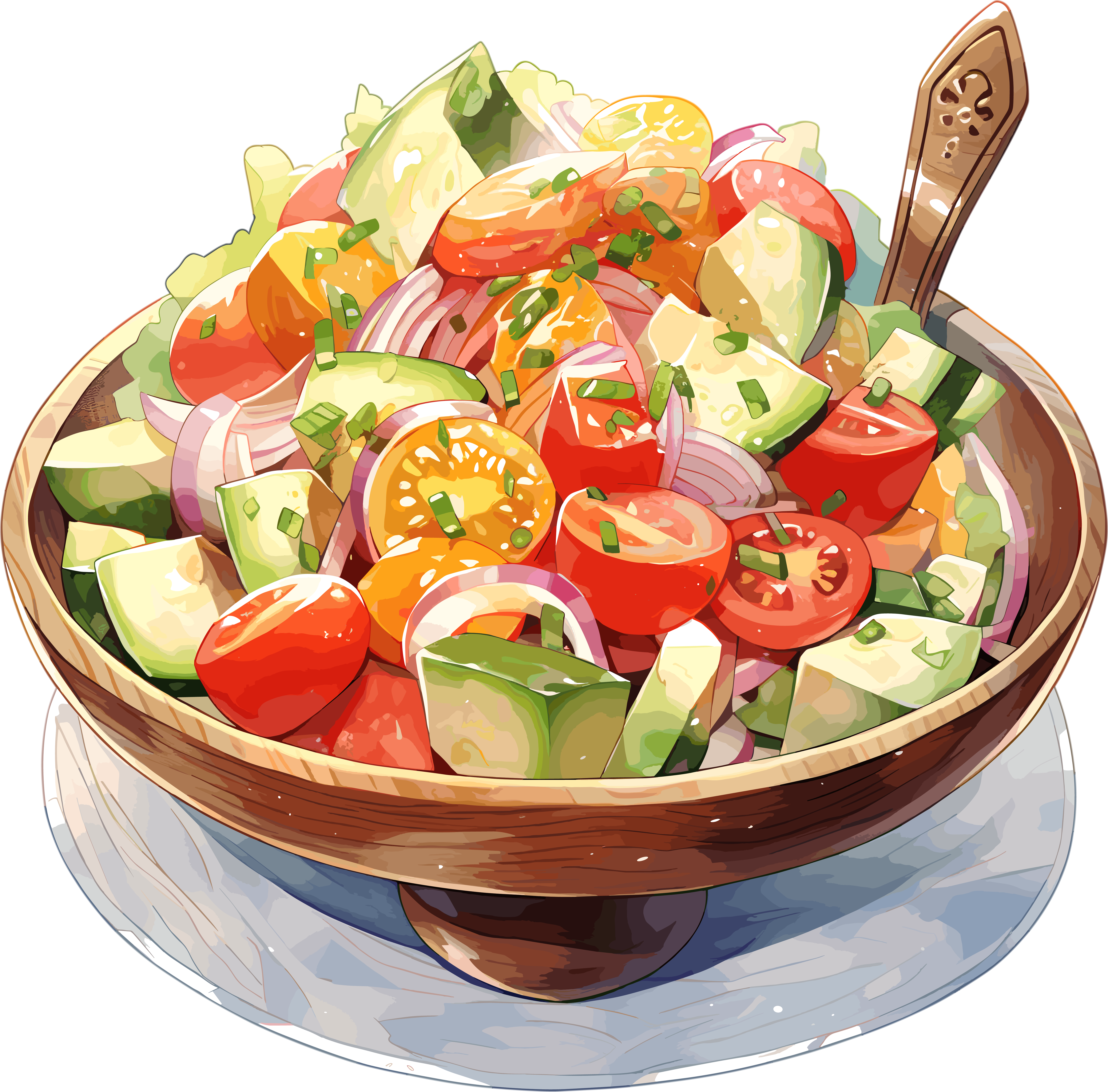 Vegetable Salad Colorful Sketch Illustration