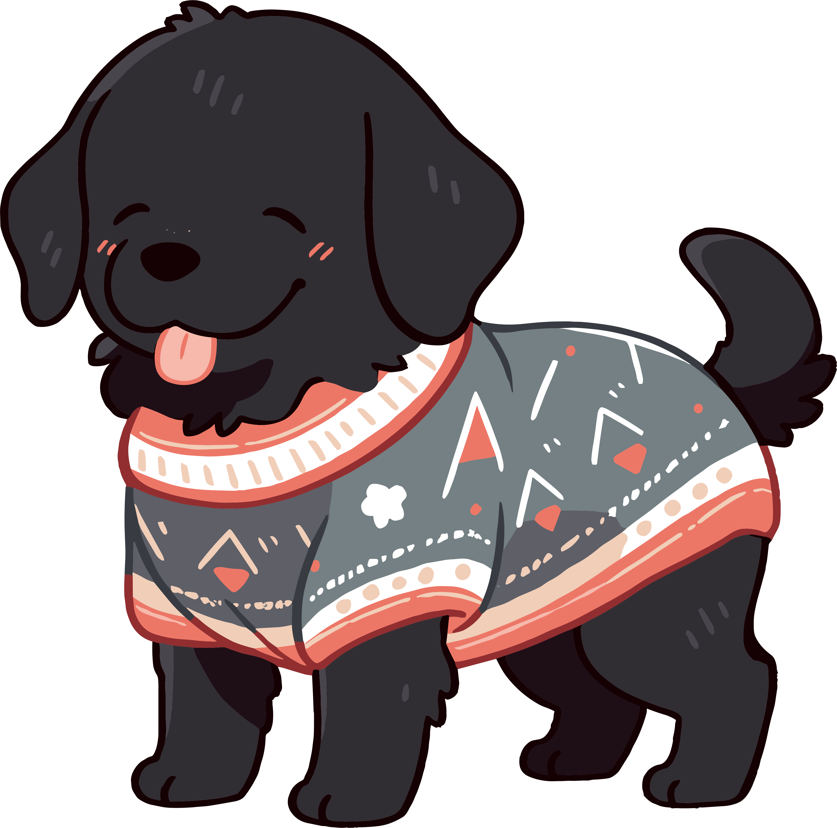 Winter Puppy Cartoon Sweater Material