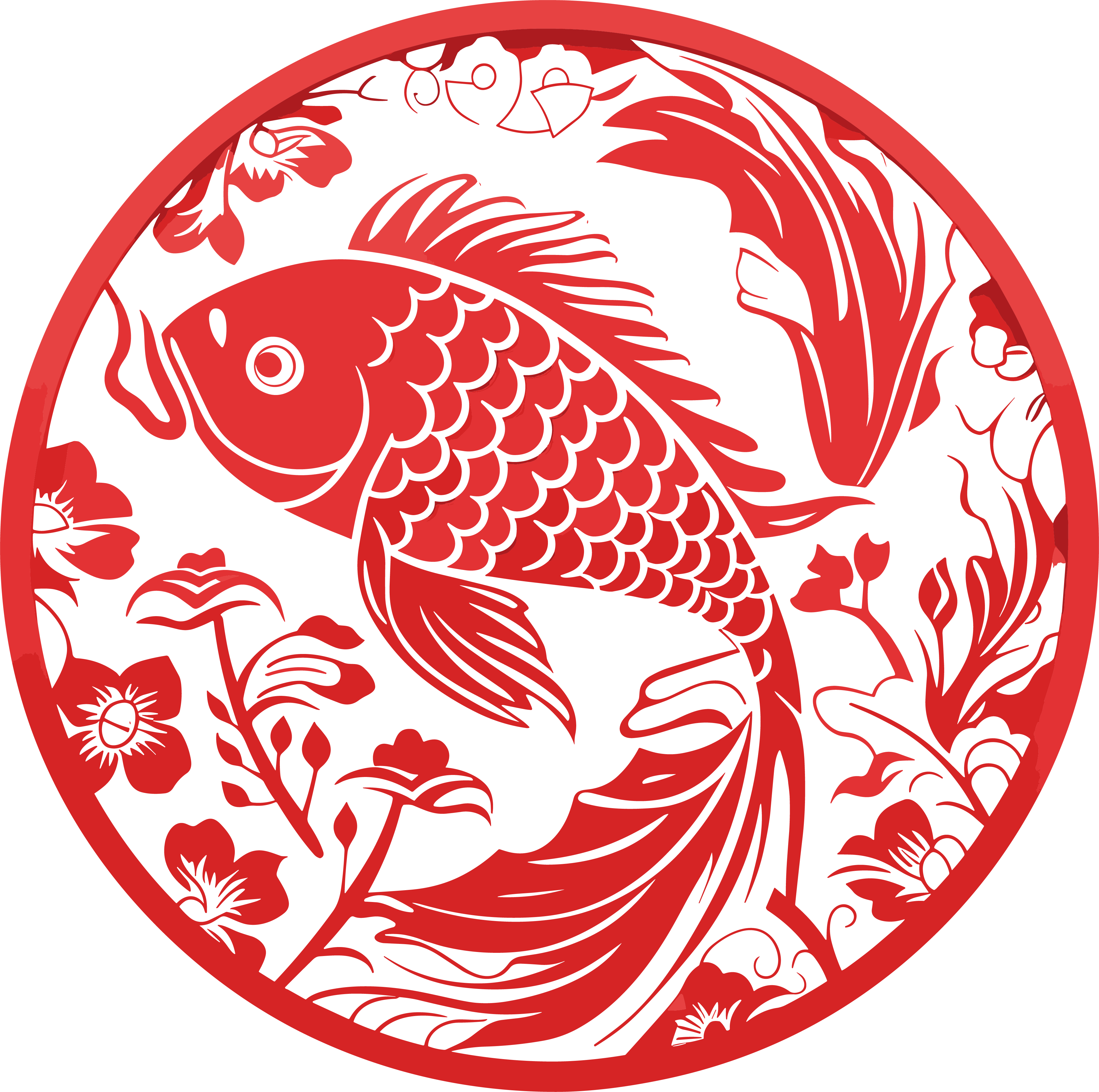 Single-layer Koi Paper-cutting Material