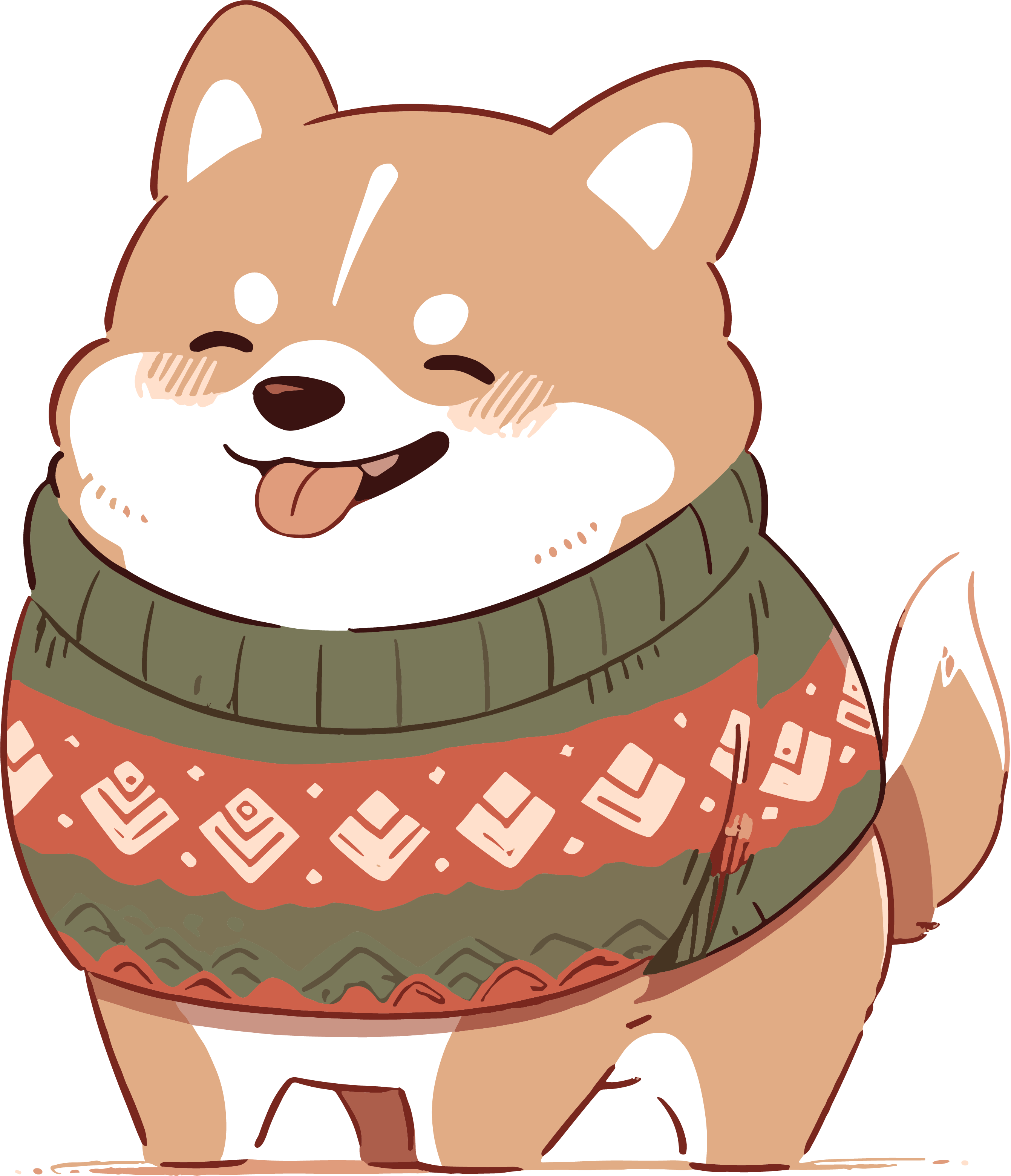 Minimalist Illustration of a Winter Puppy