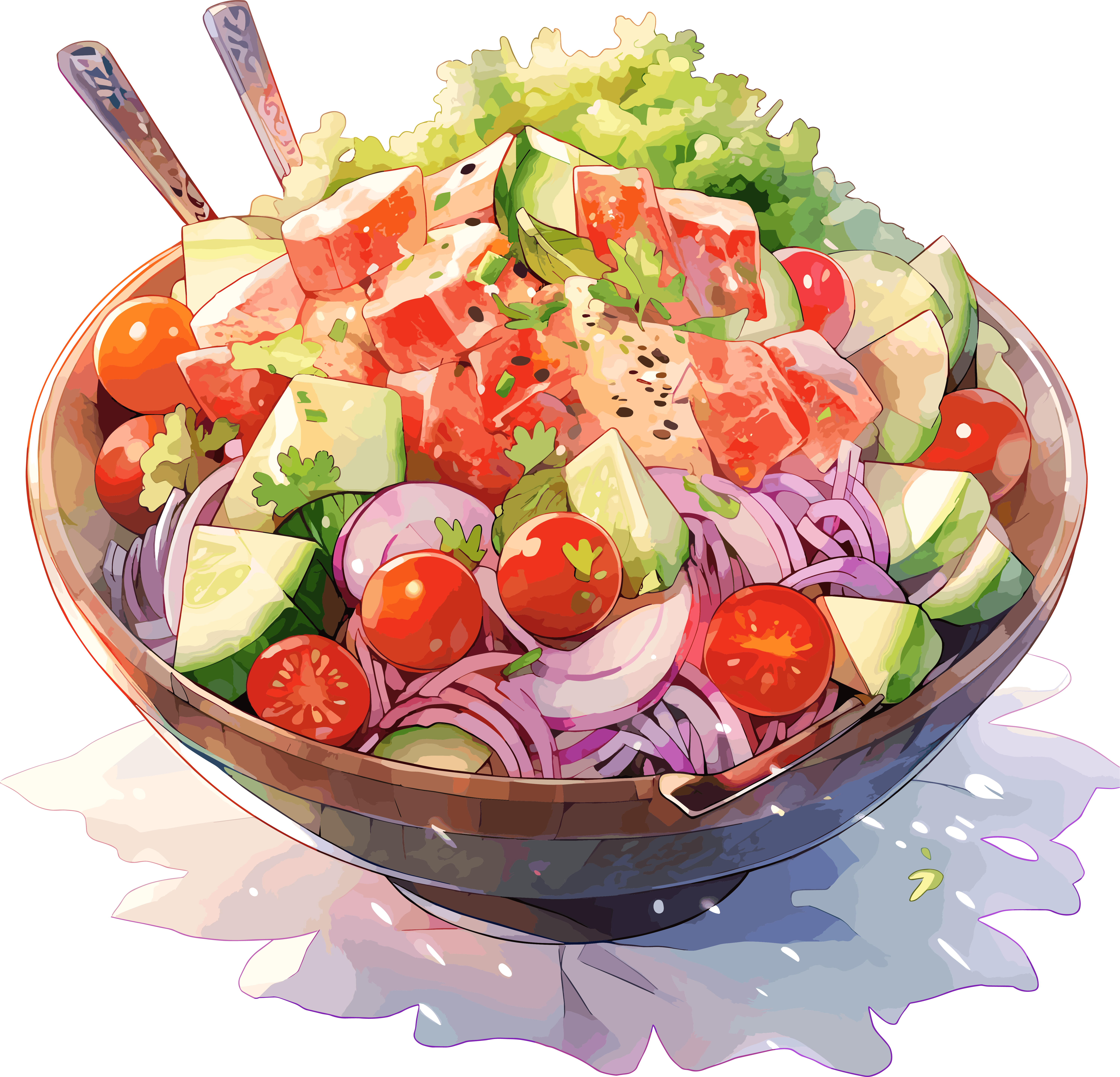 Hand-drawn vegetable salad illustration