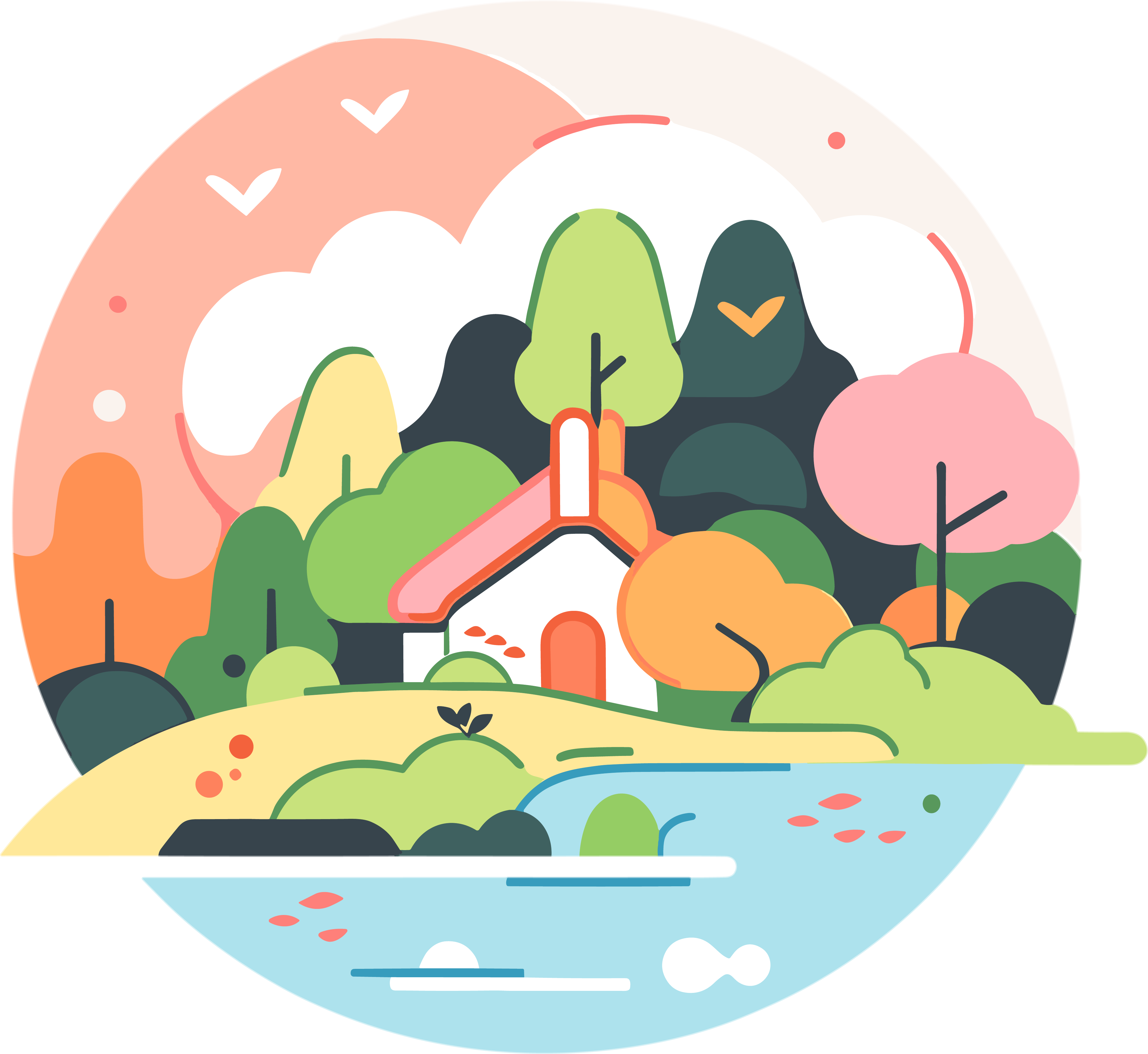 Creative graphic design elements for tourism scenery