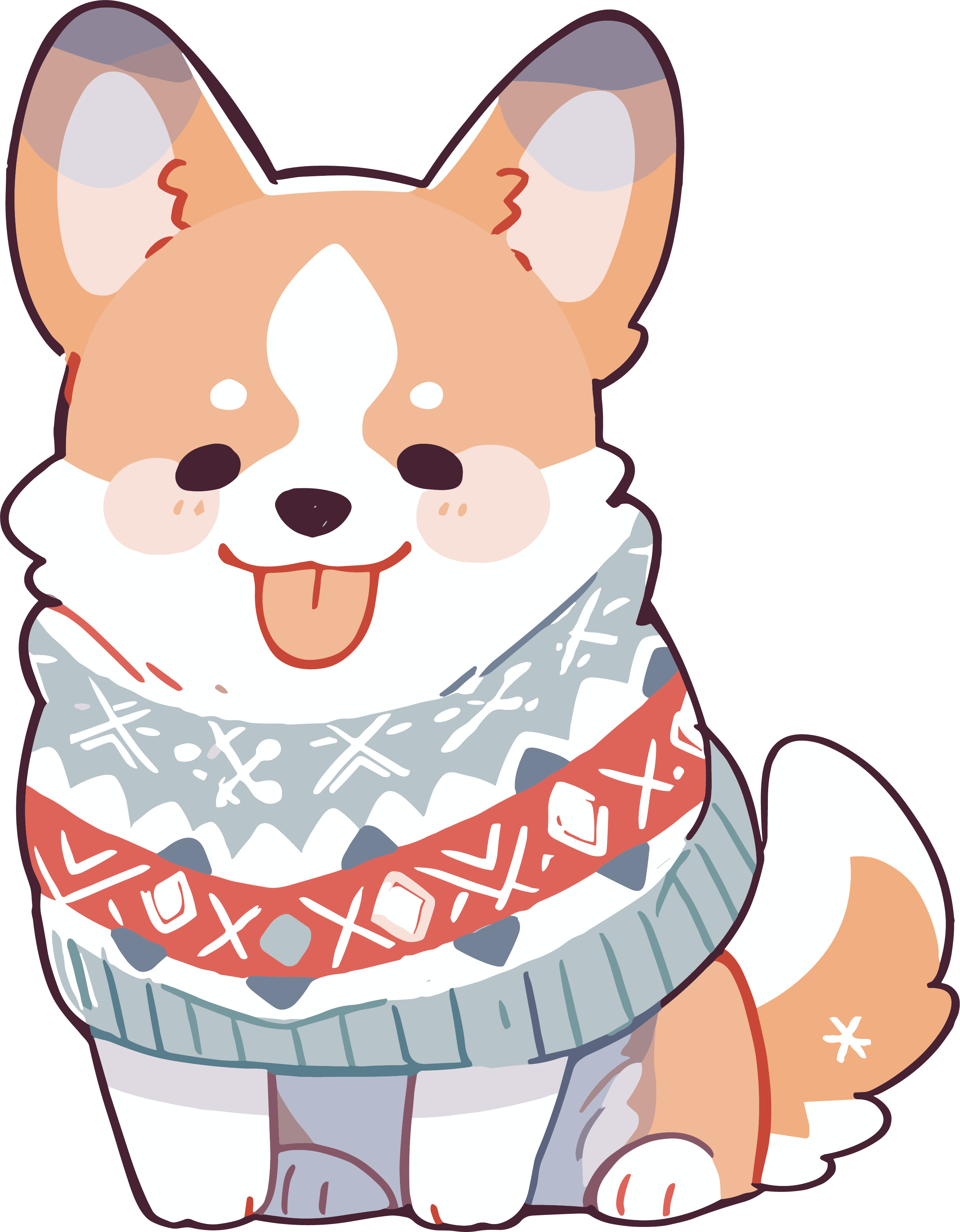 A winter puppy wearing a sweater commercial illustration