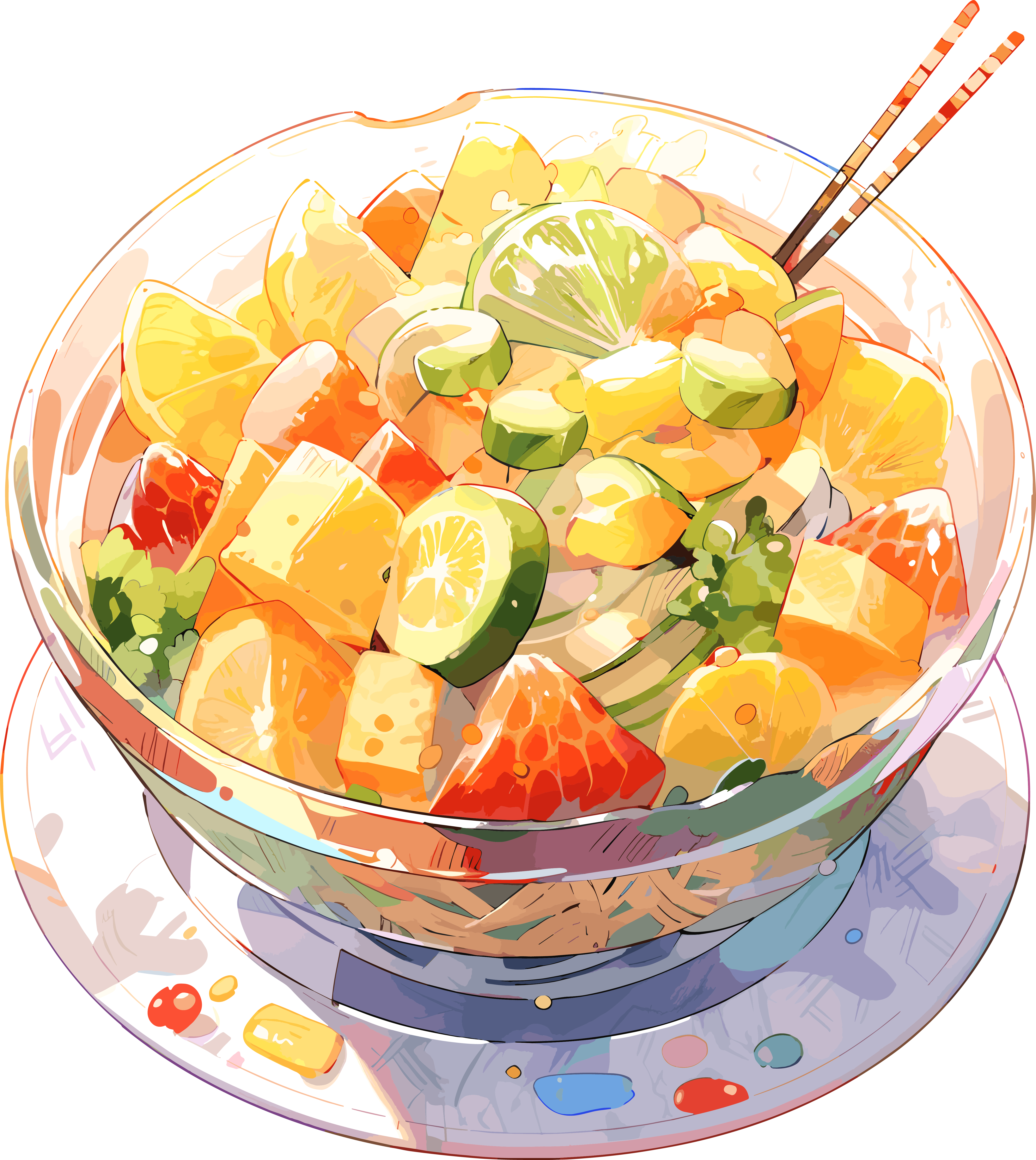 Hand-drawn vegetable salad transparent background PNG material