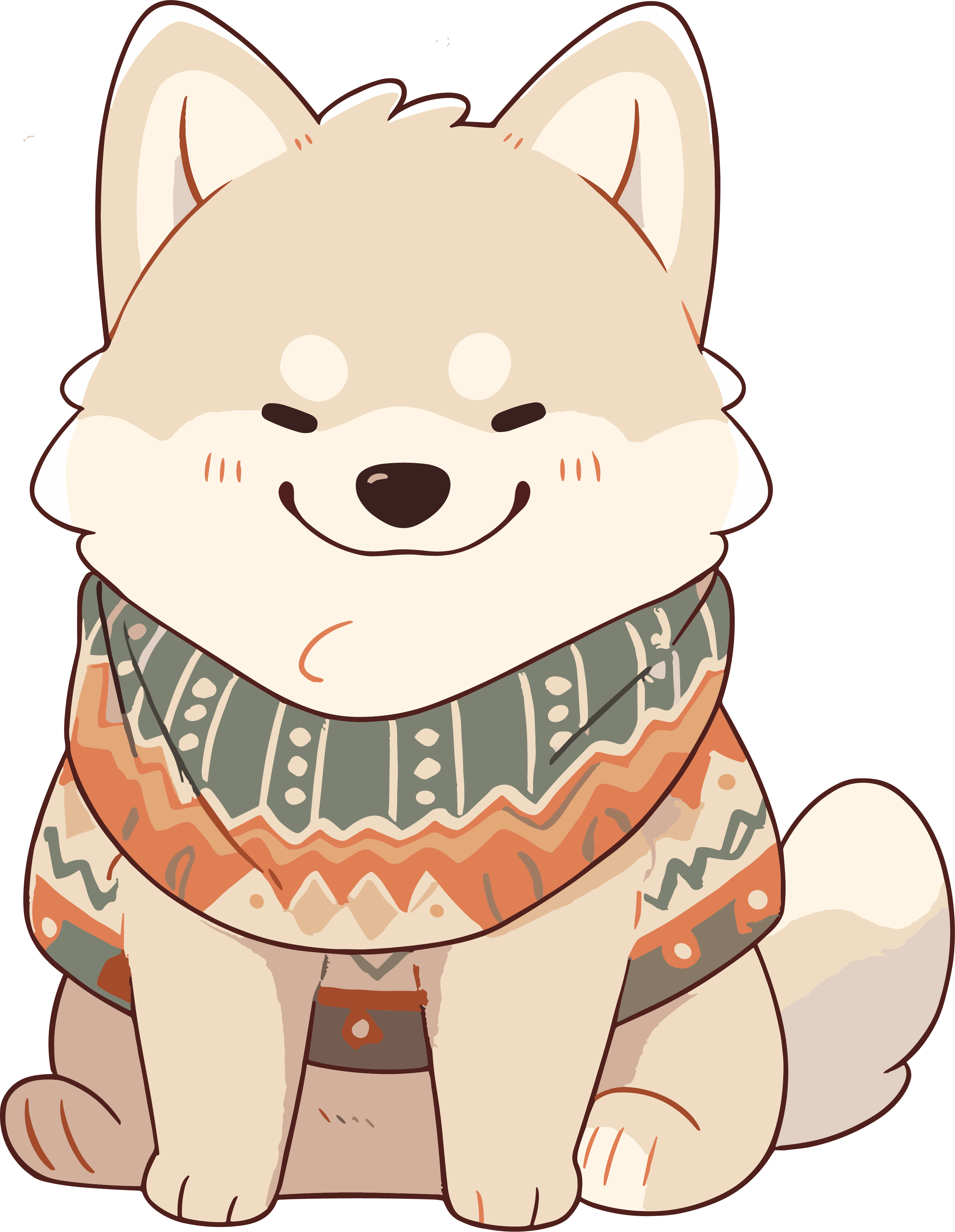 Winter puppy wearing sweater design element