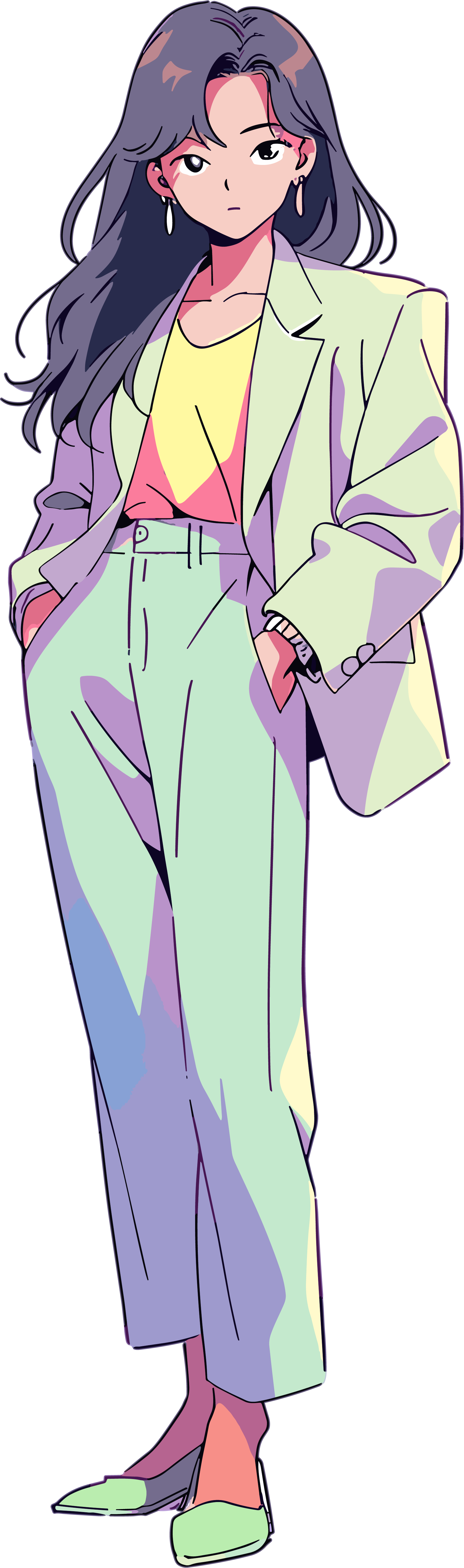 Retro women's minimalist clothing set illustration