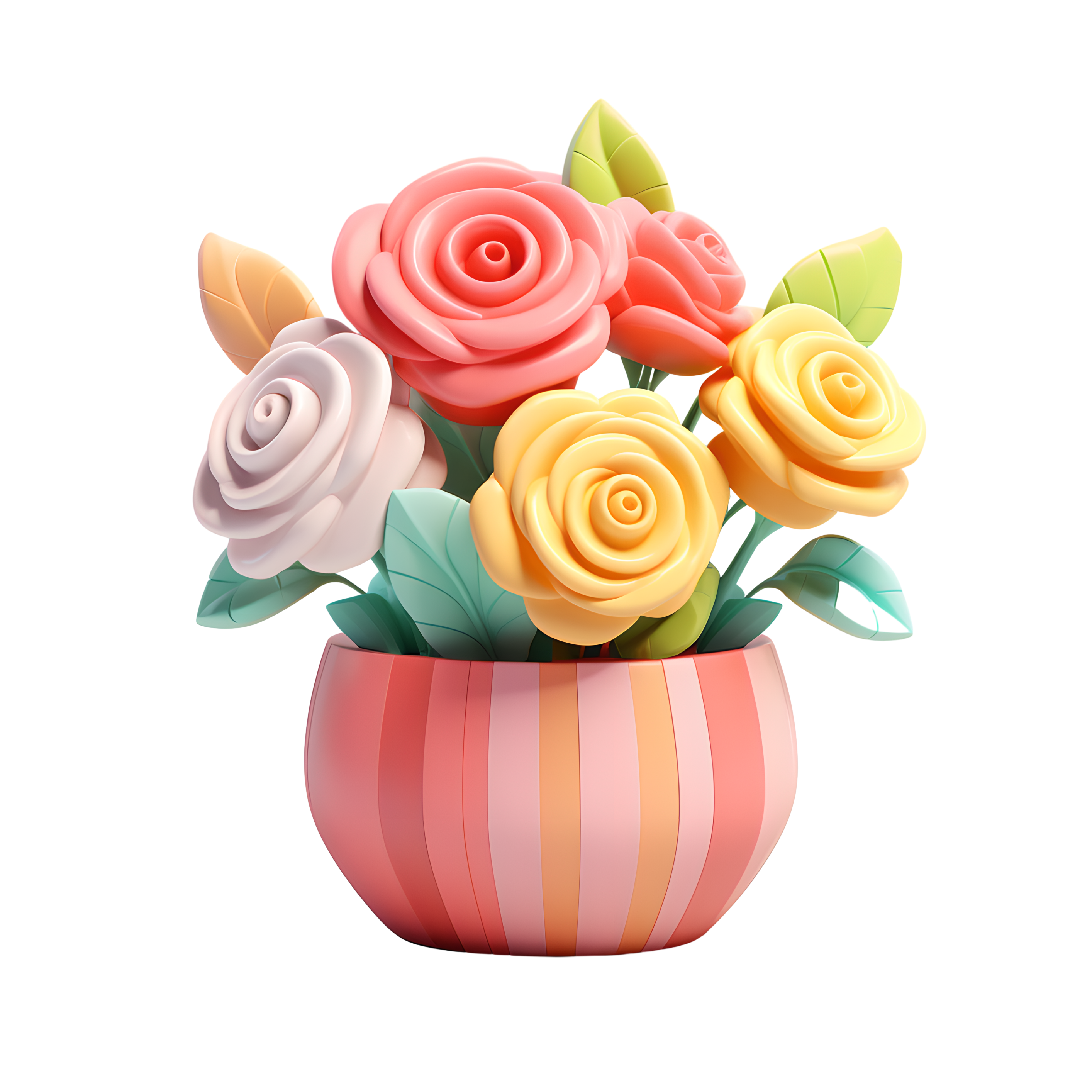 3D Rose Flower Pot Element