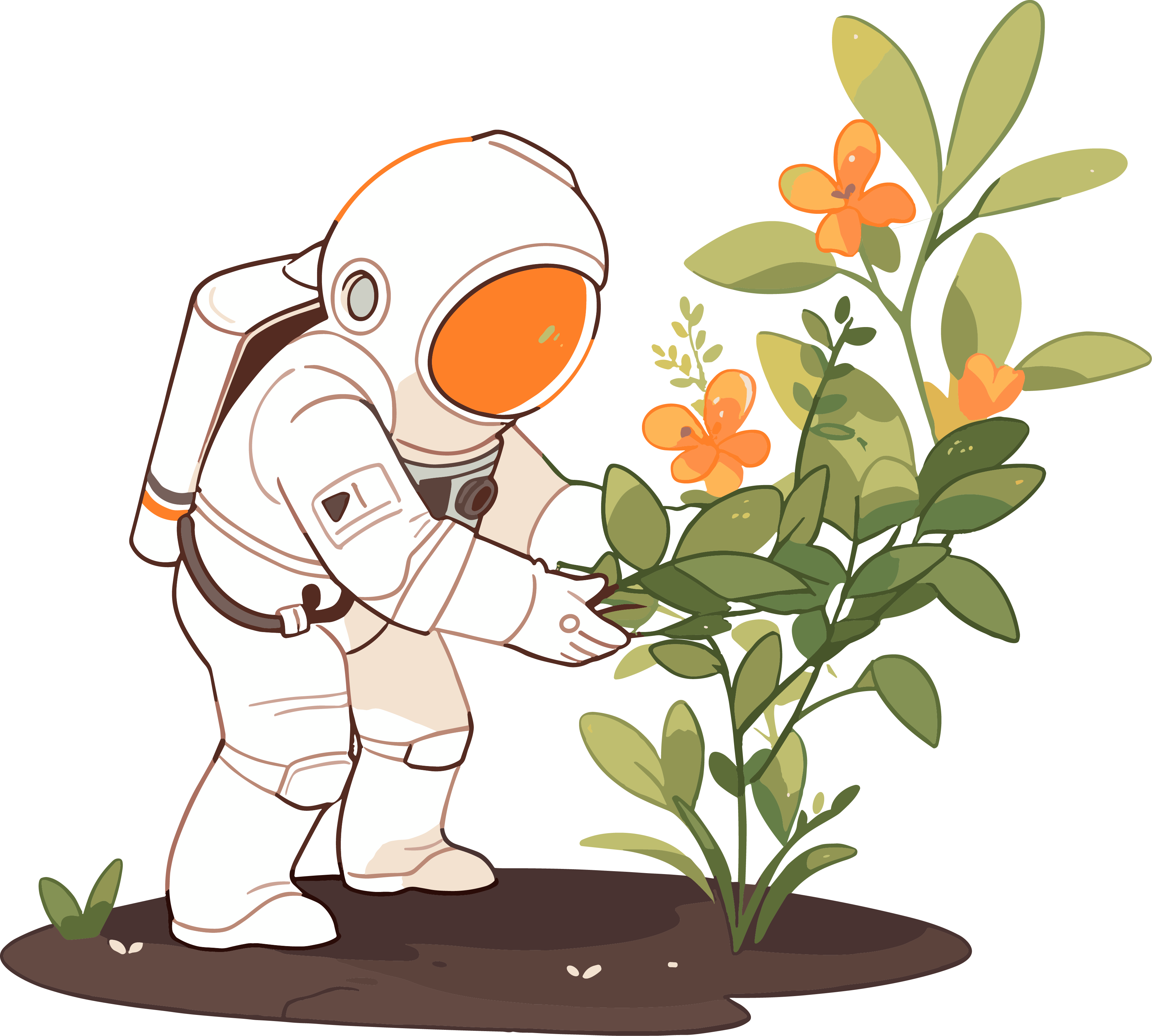 High-definition illustration of astronauts and plants