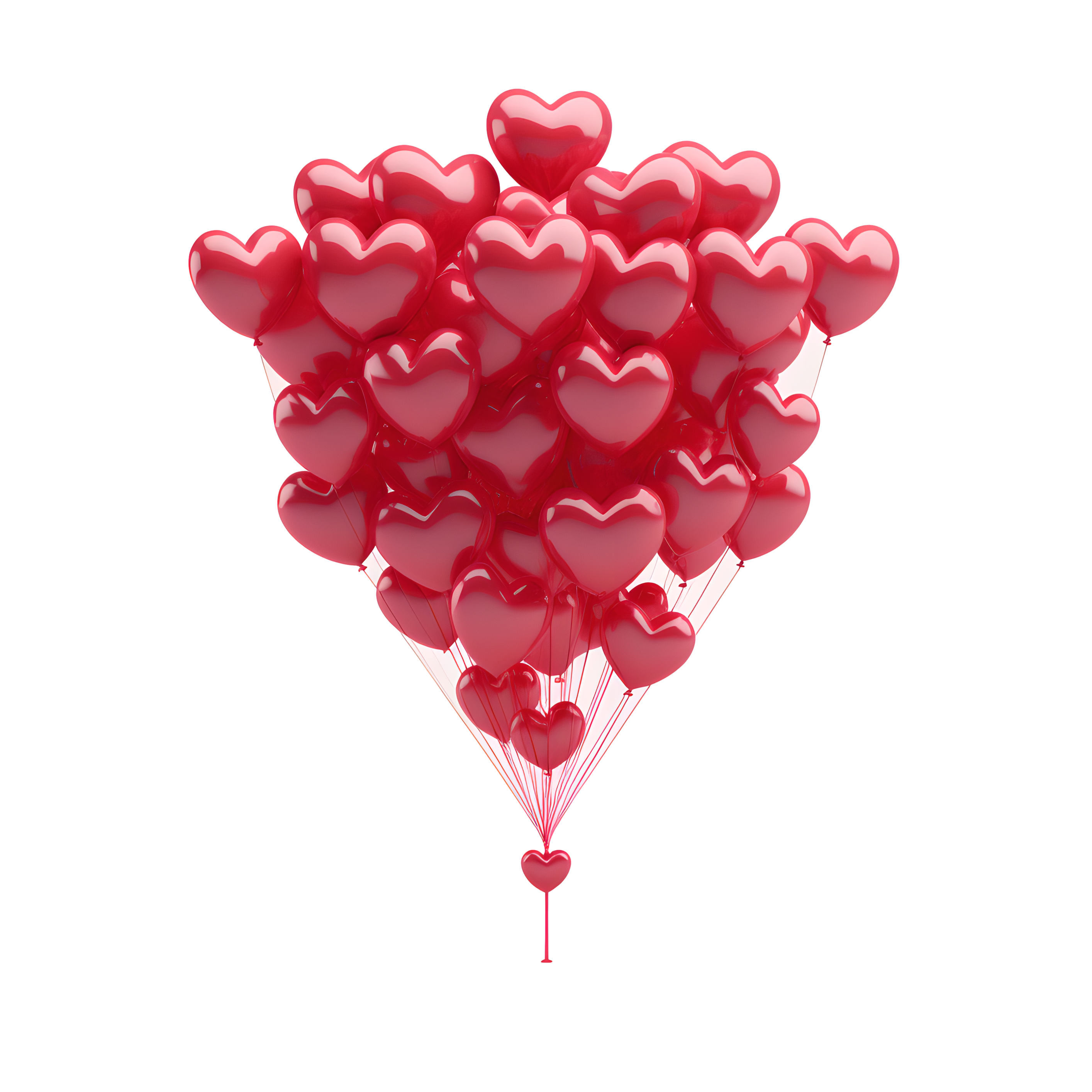 3D Heart-Shaped Balloon Transparent Background Material