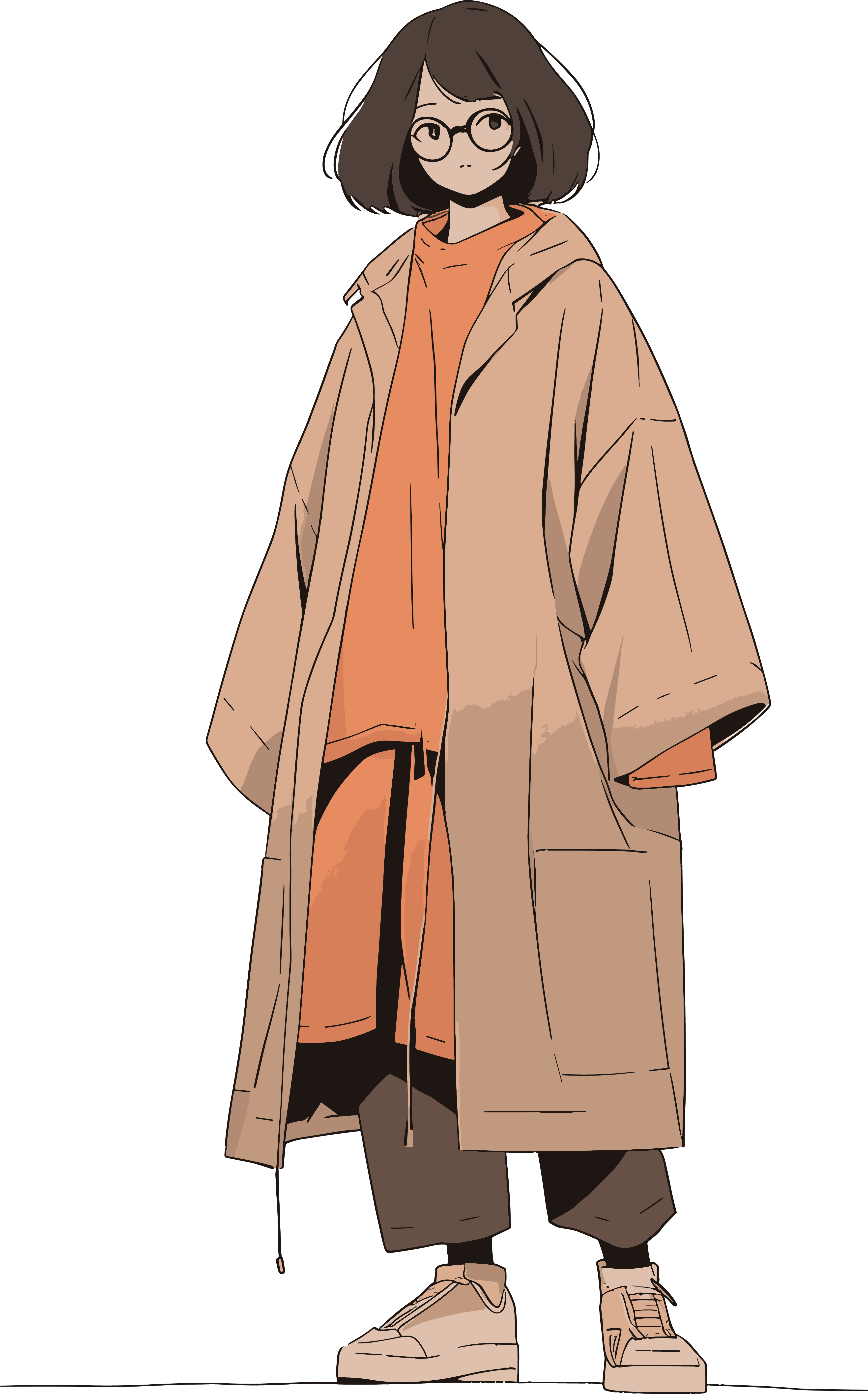 Creative design material of a beautiful woman in a Millard trench coat