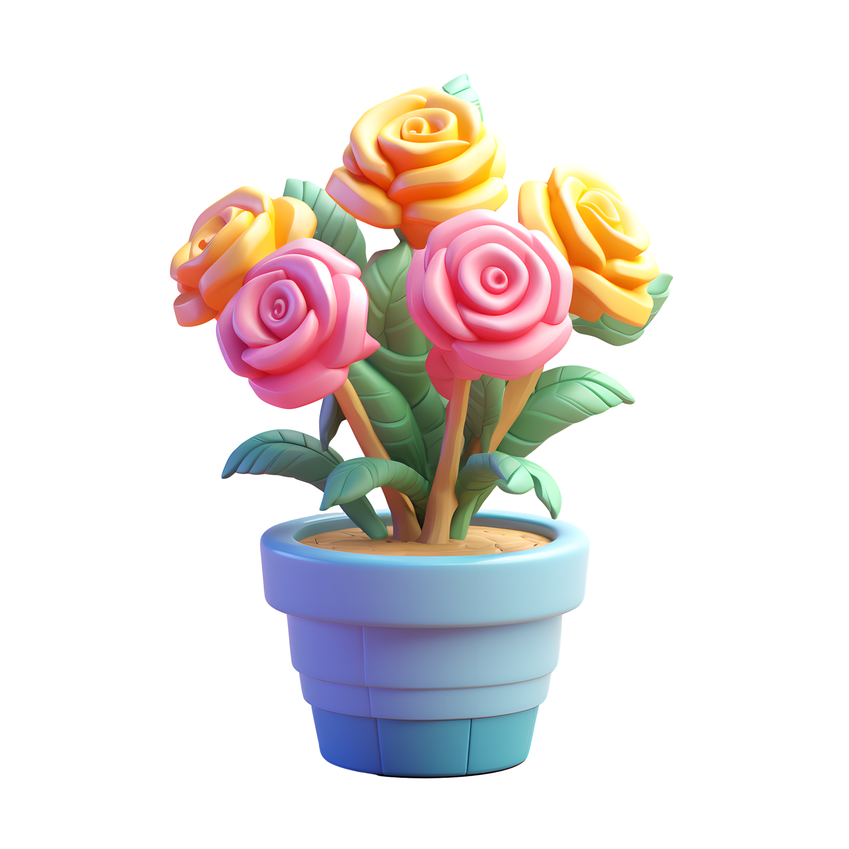 3D Rose Flower Pot Material