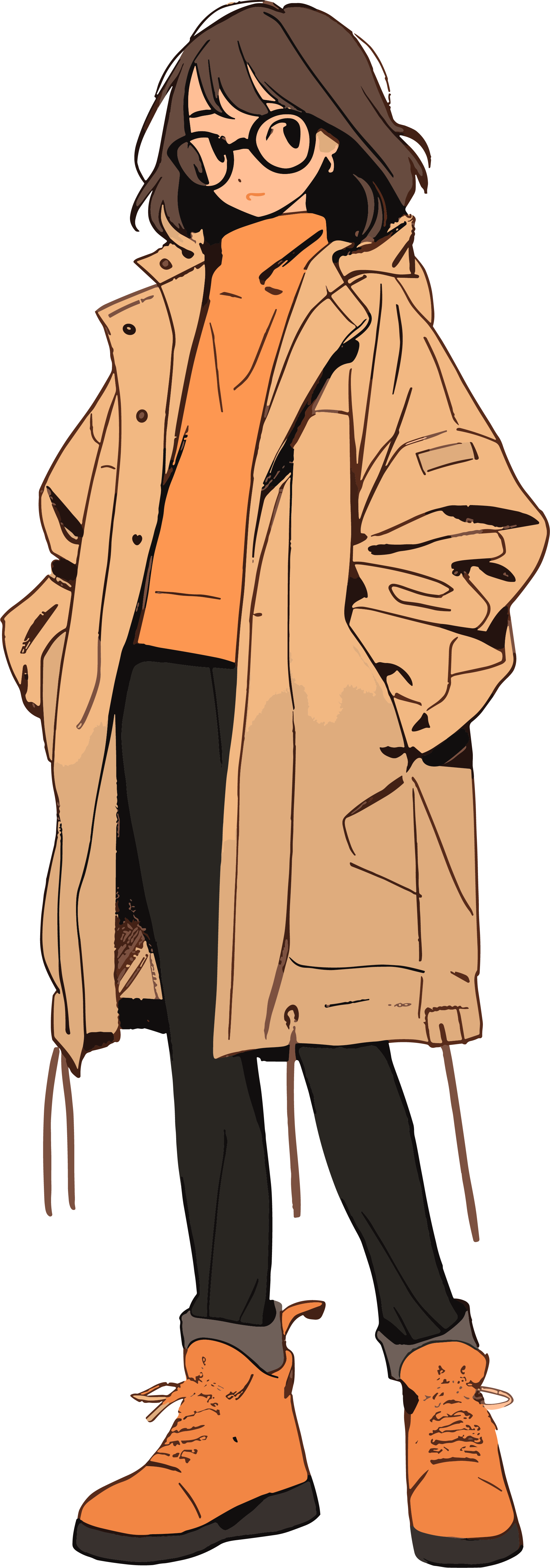 Illustration design elements of a beautiful woman in a Melard trench coat