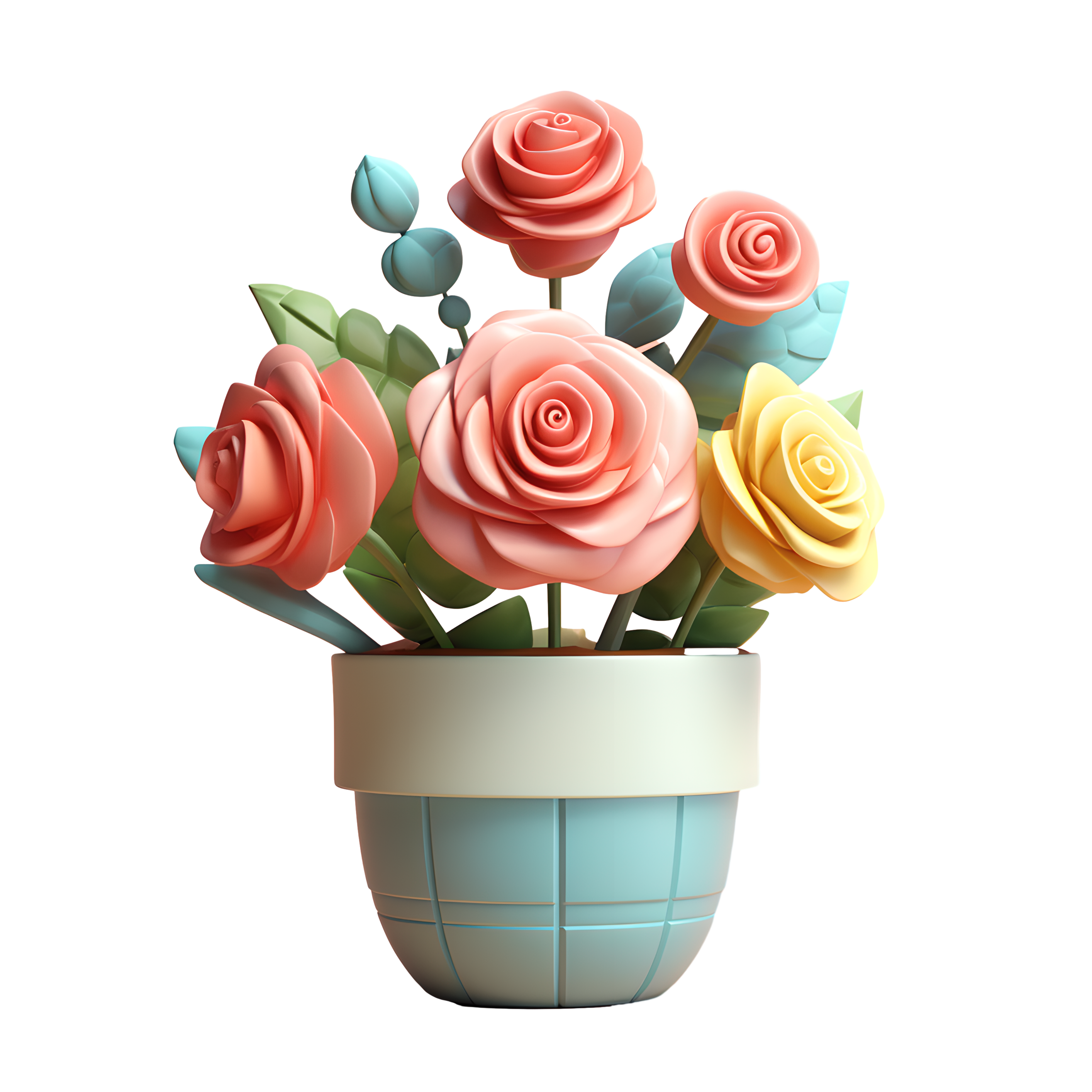 3D Rose Flower Pot Illustration