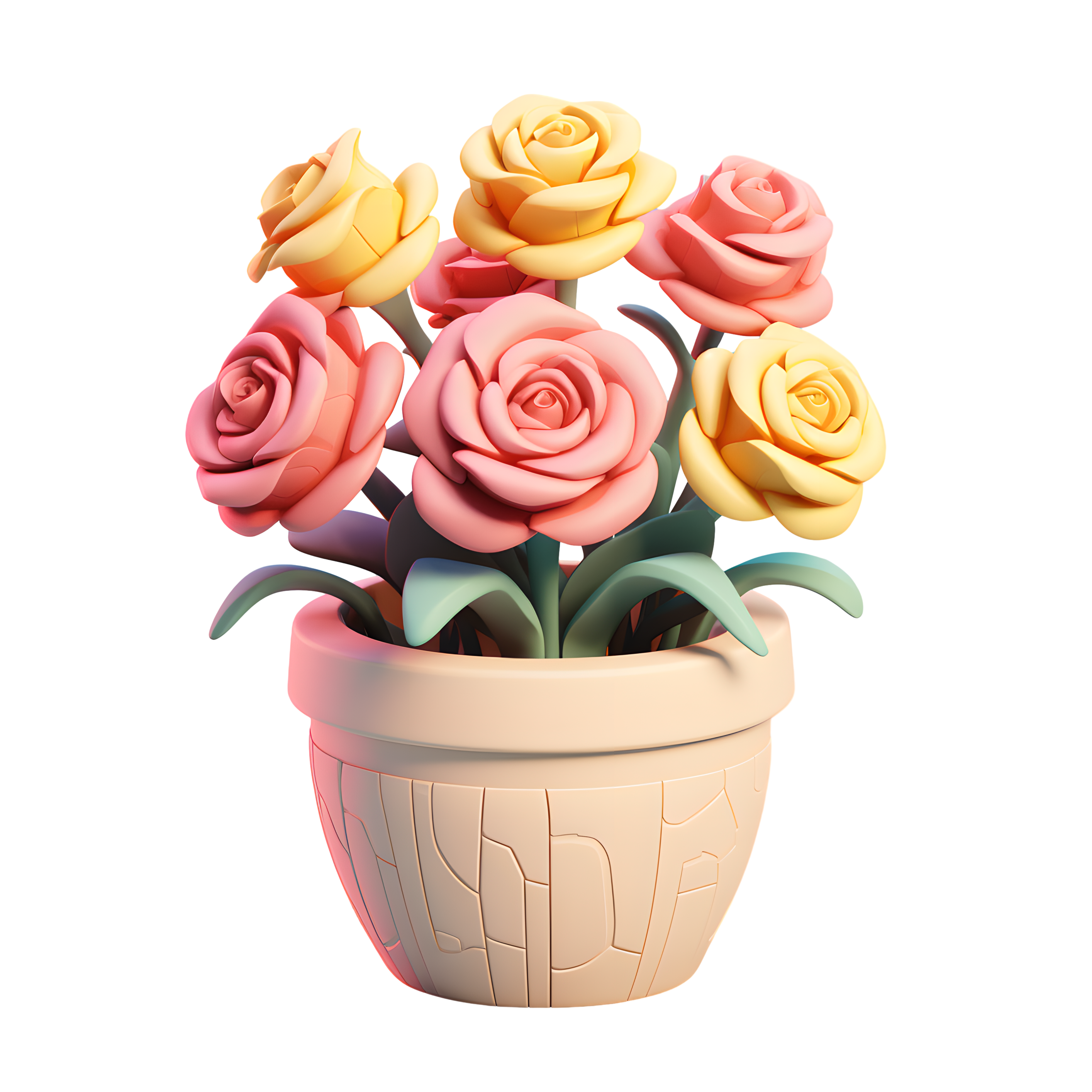 3D Rose Flower Pot HD Graphic Material