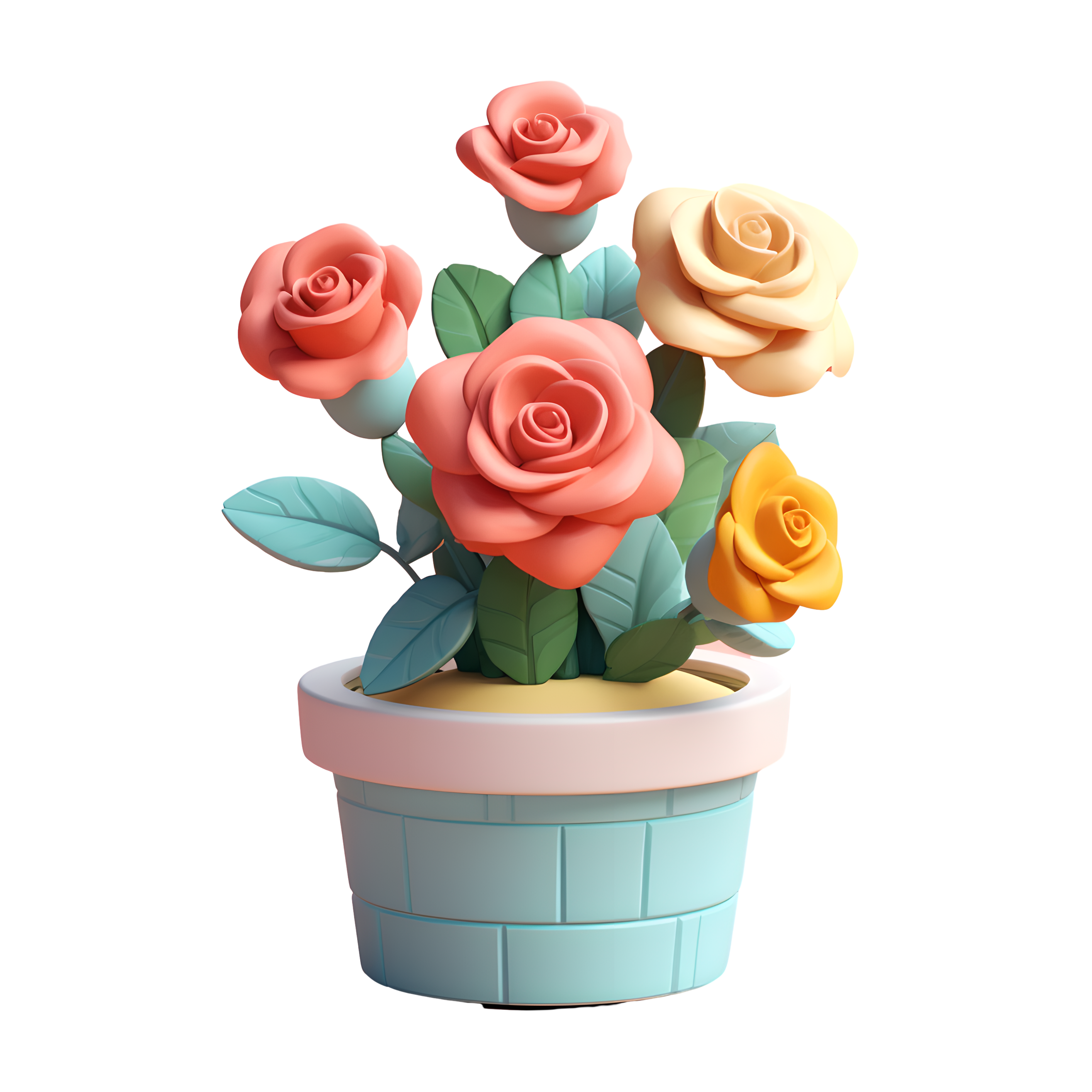 3D Rose Flower Pot Illustration