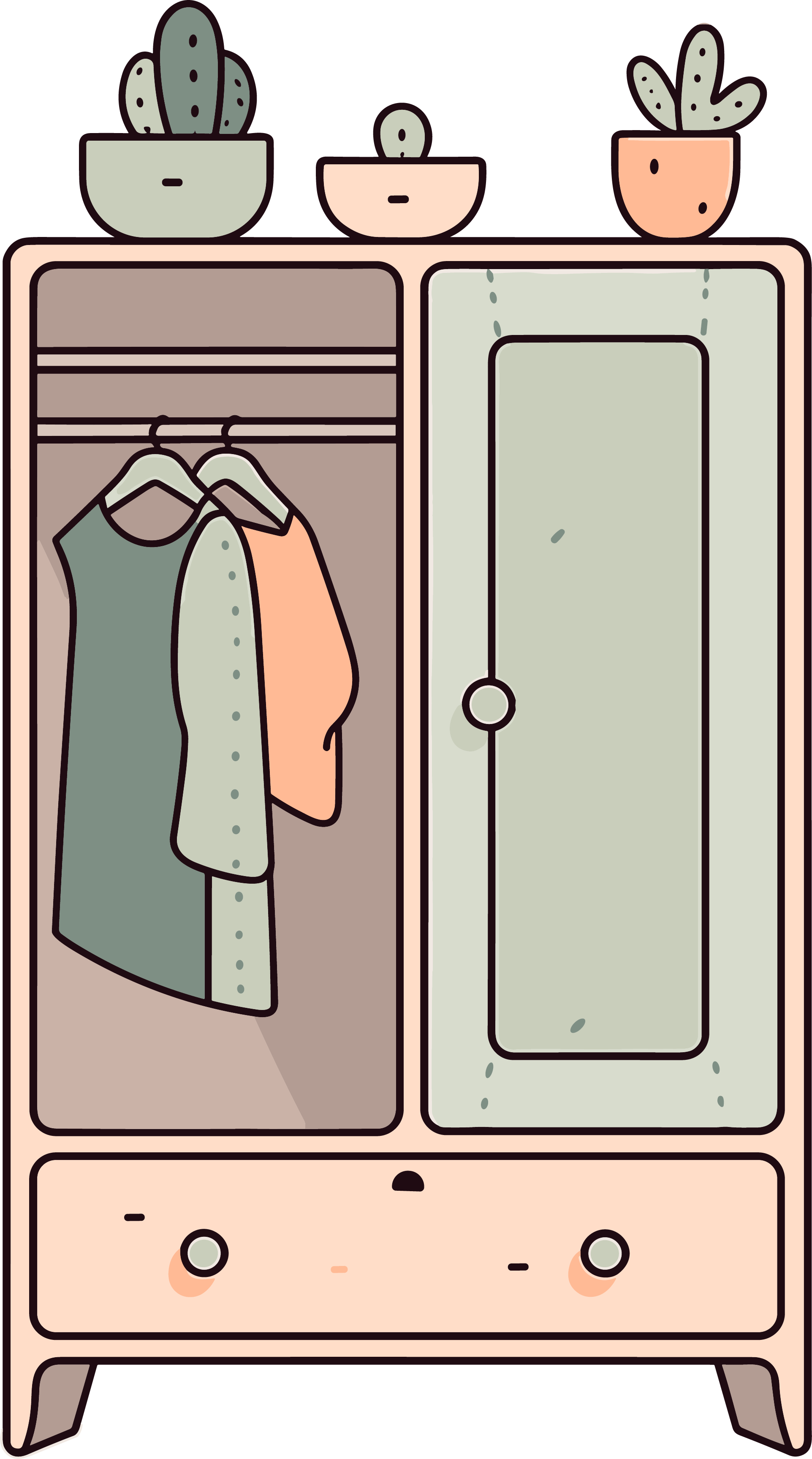 Fresh and cute wardrobe illustration