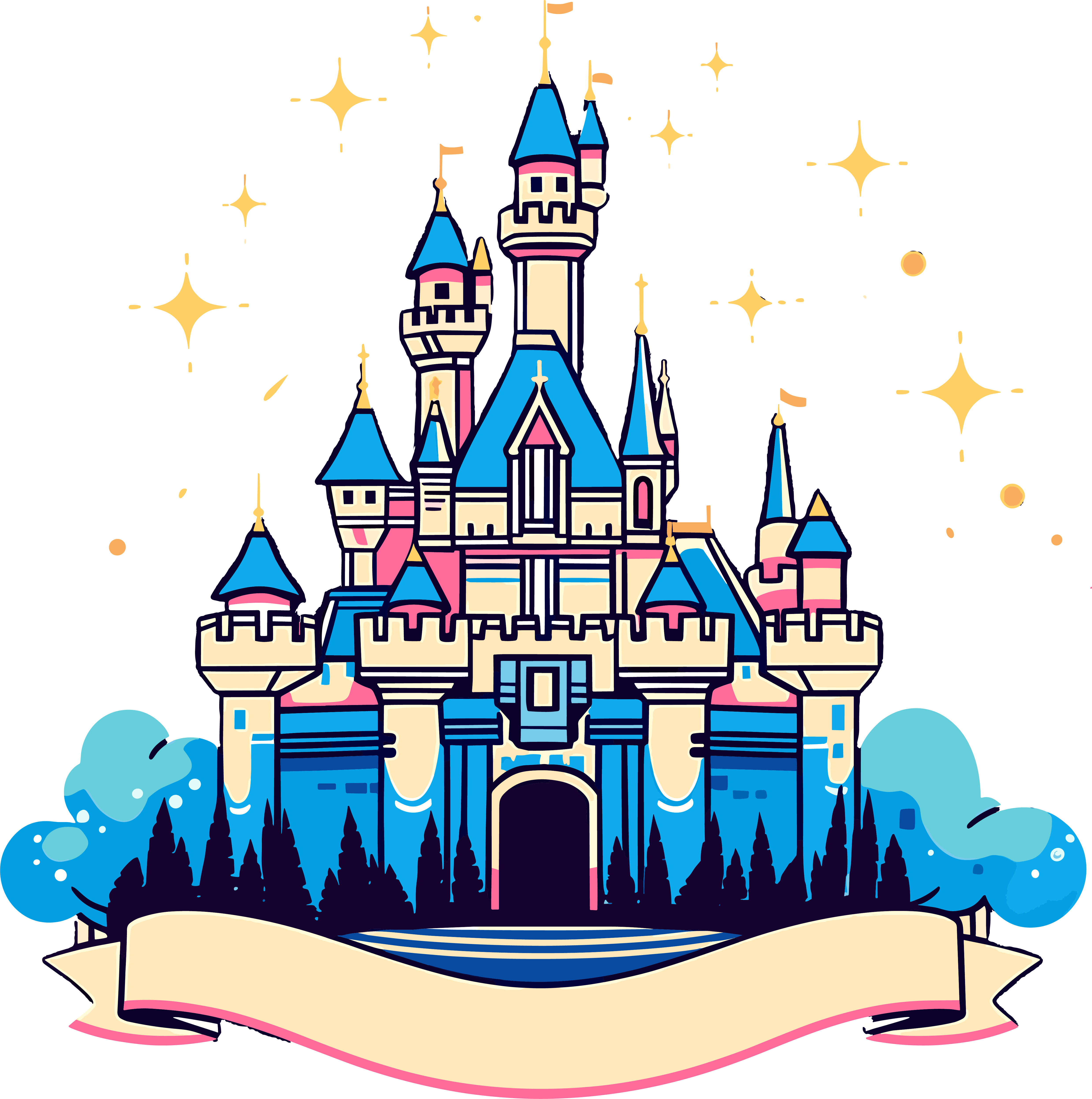 Cartoon Castle Commercial Illustration Design Material