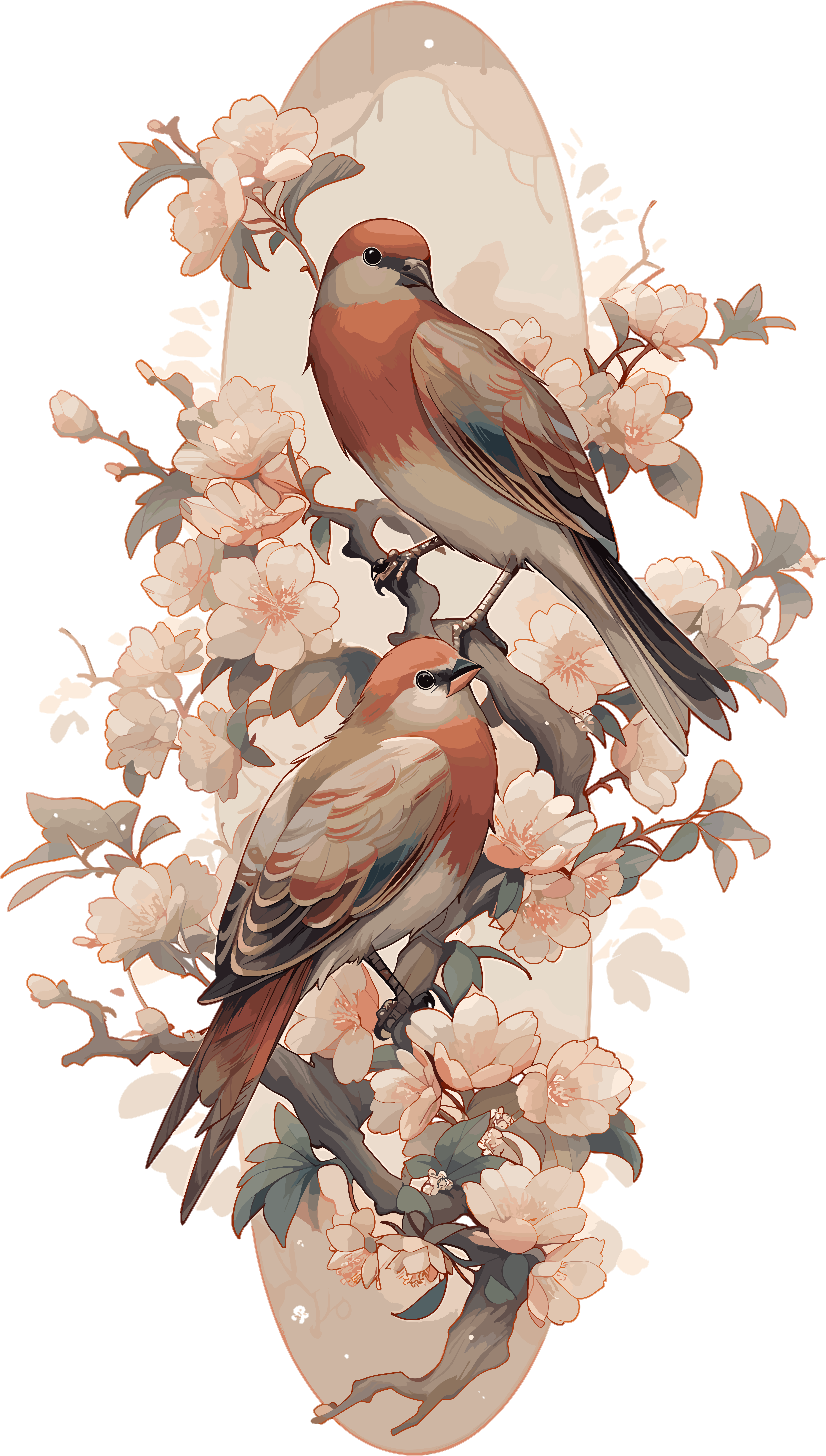 Chinese Flower and Bird Painting Art Illustration