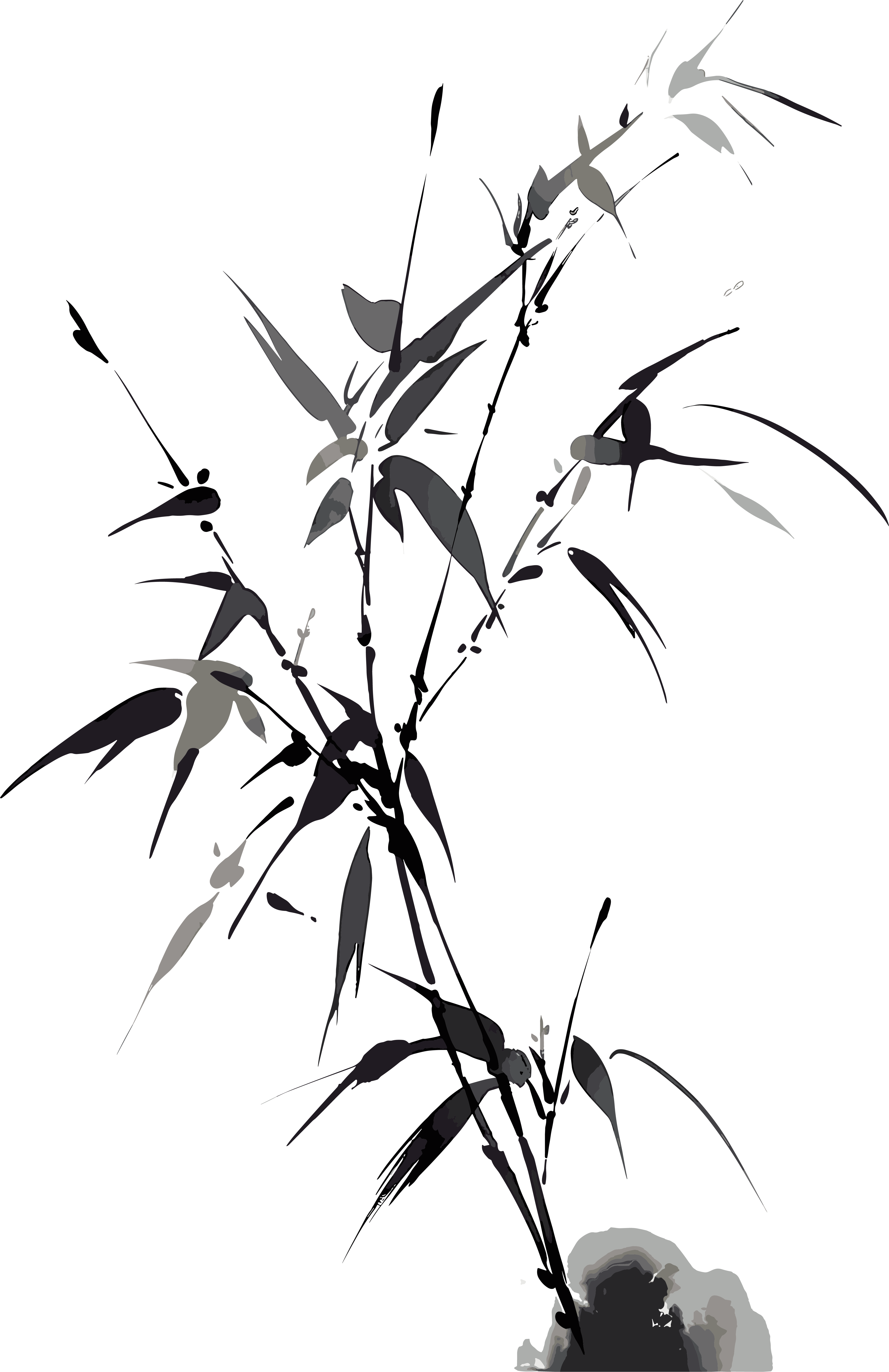 High-definition graphic design elements of ink wash bamboo