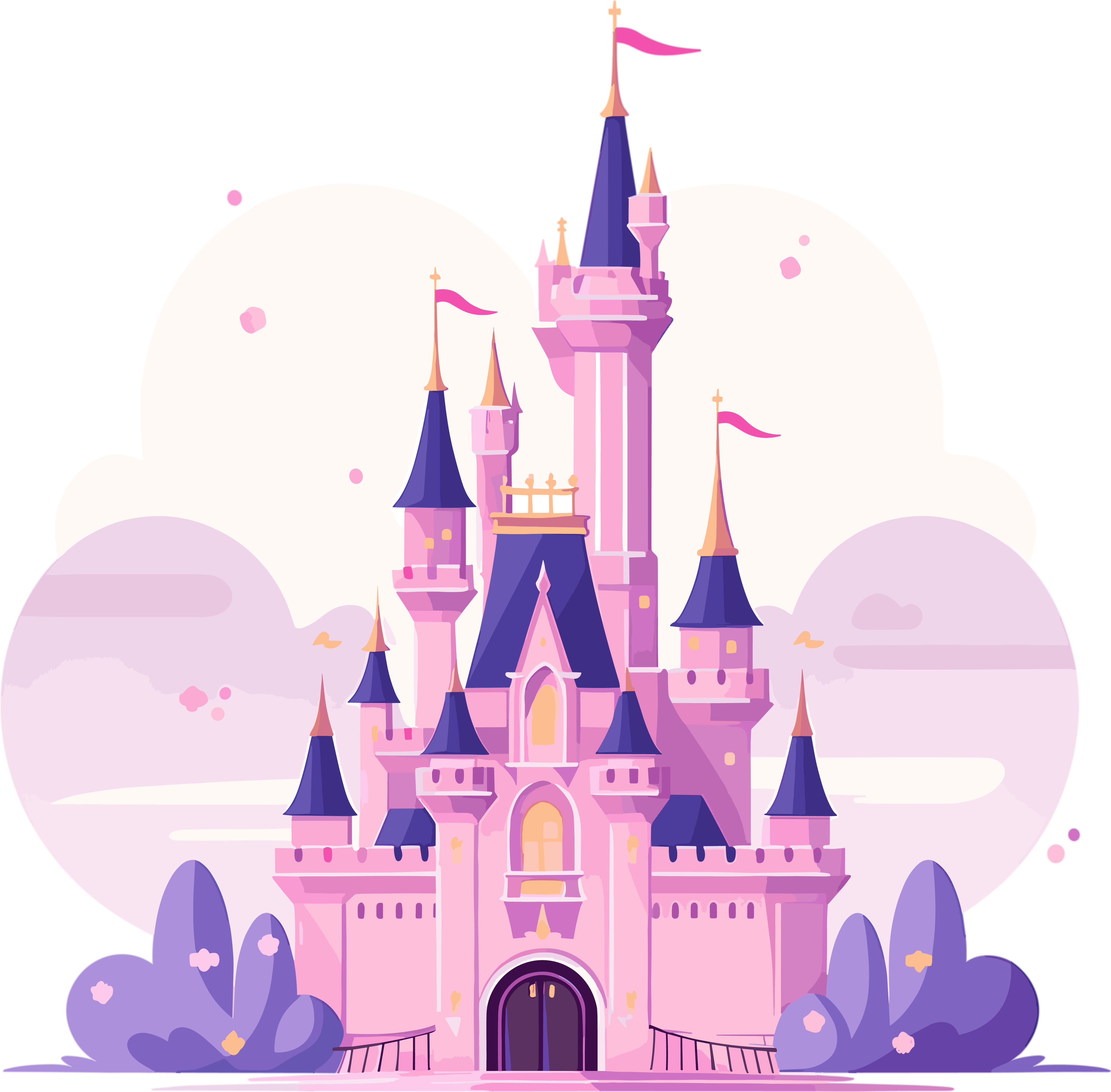 Cartoon castle vector art style material