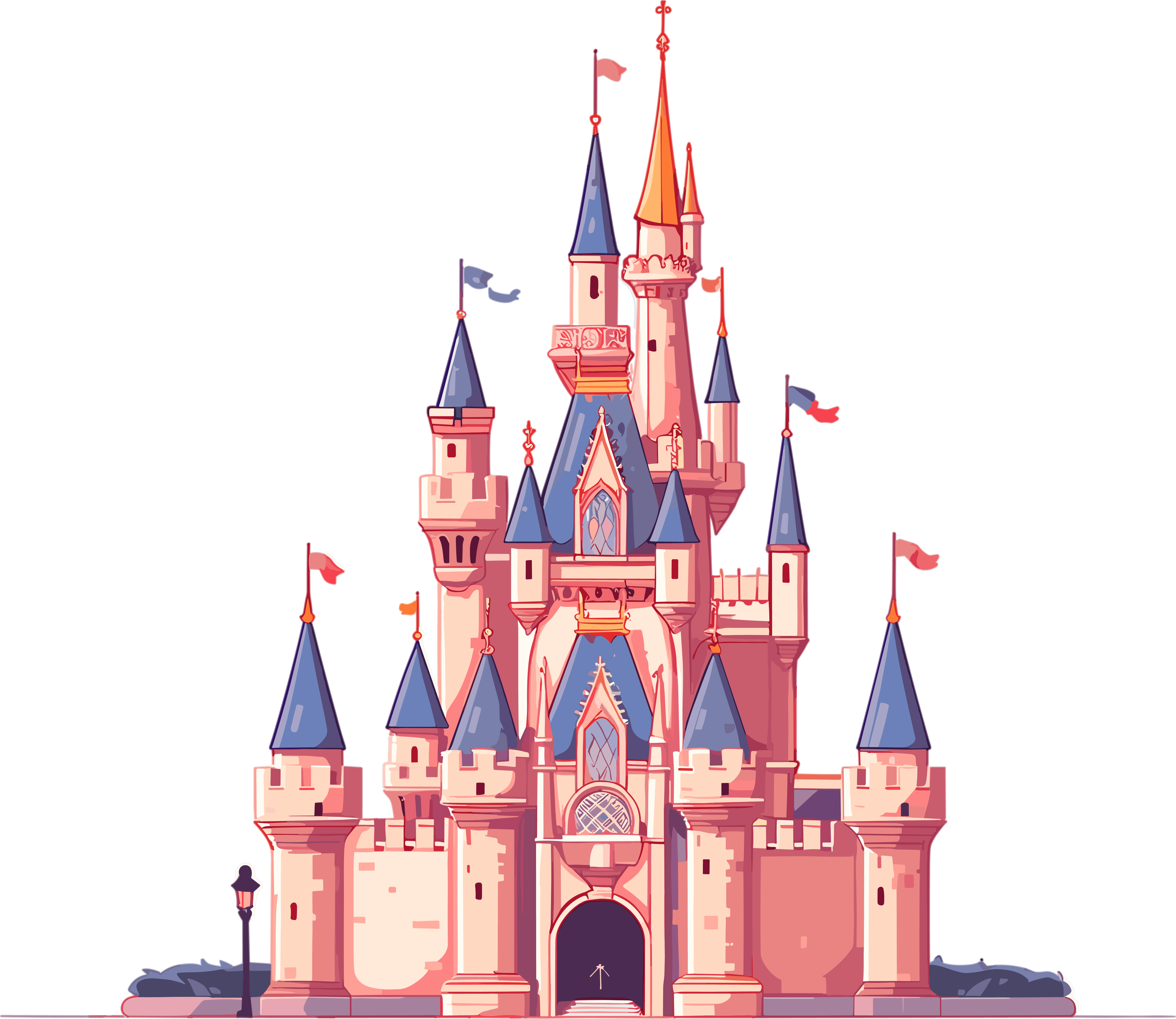 Cartoon castle transparent background commercial material