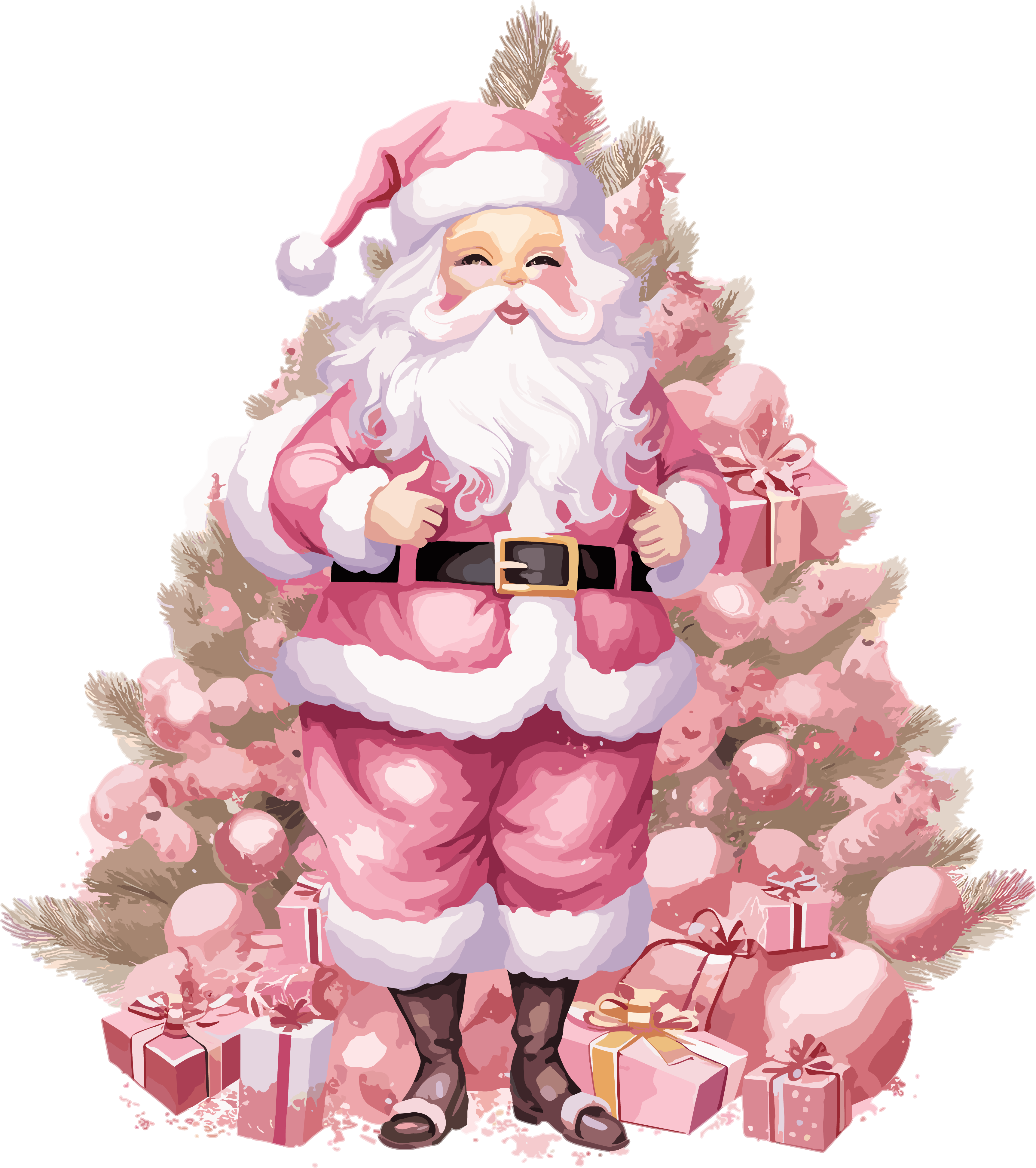 Pink Santa Claus commercial design elements