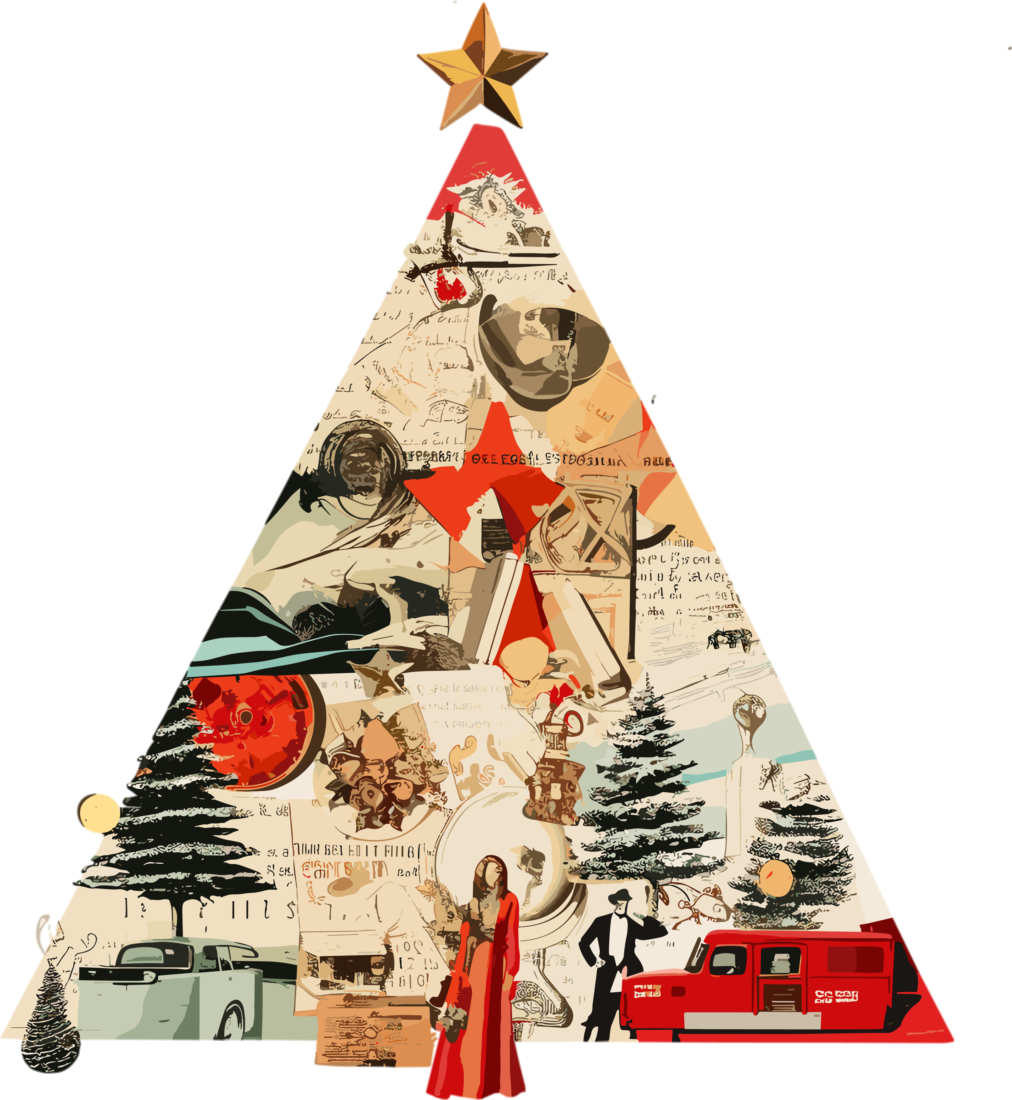 Christmas Retro Collage Creative Design Materials