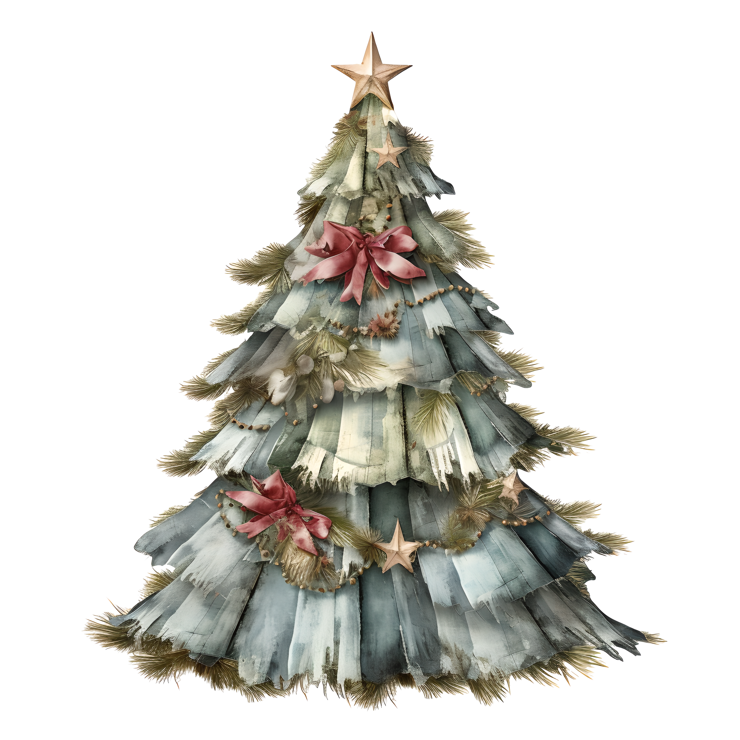 Retro Christmas tree pattern material