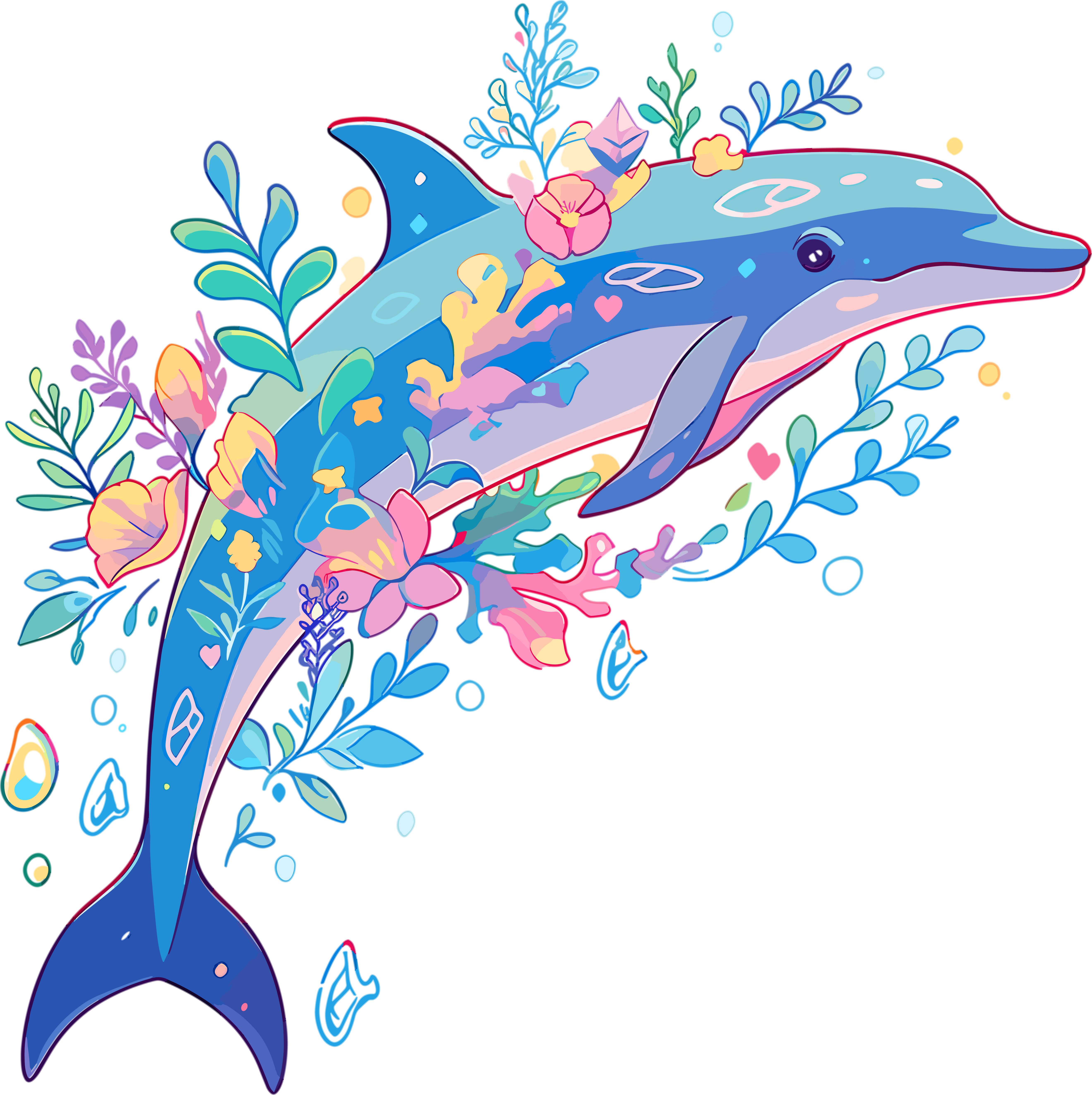 Cute dolphin illustration elements