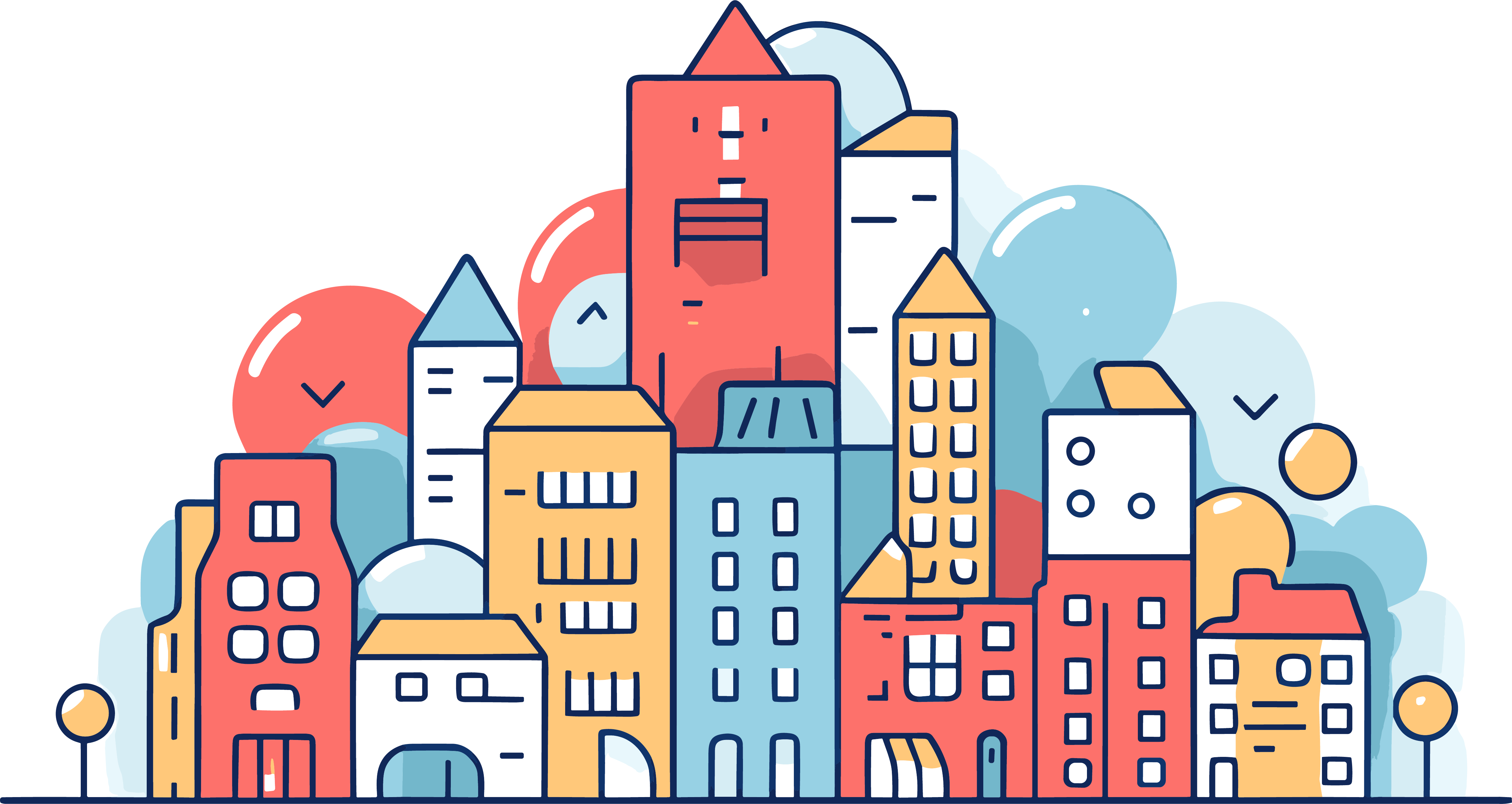 City-themed children's illustration materials