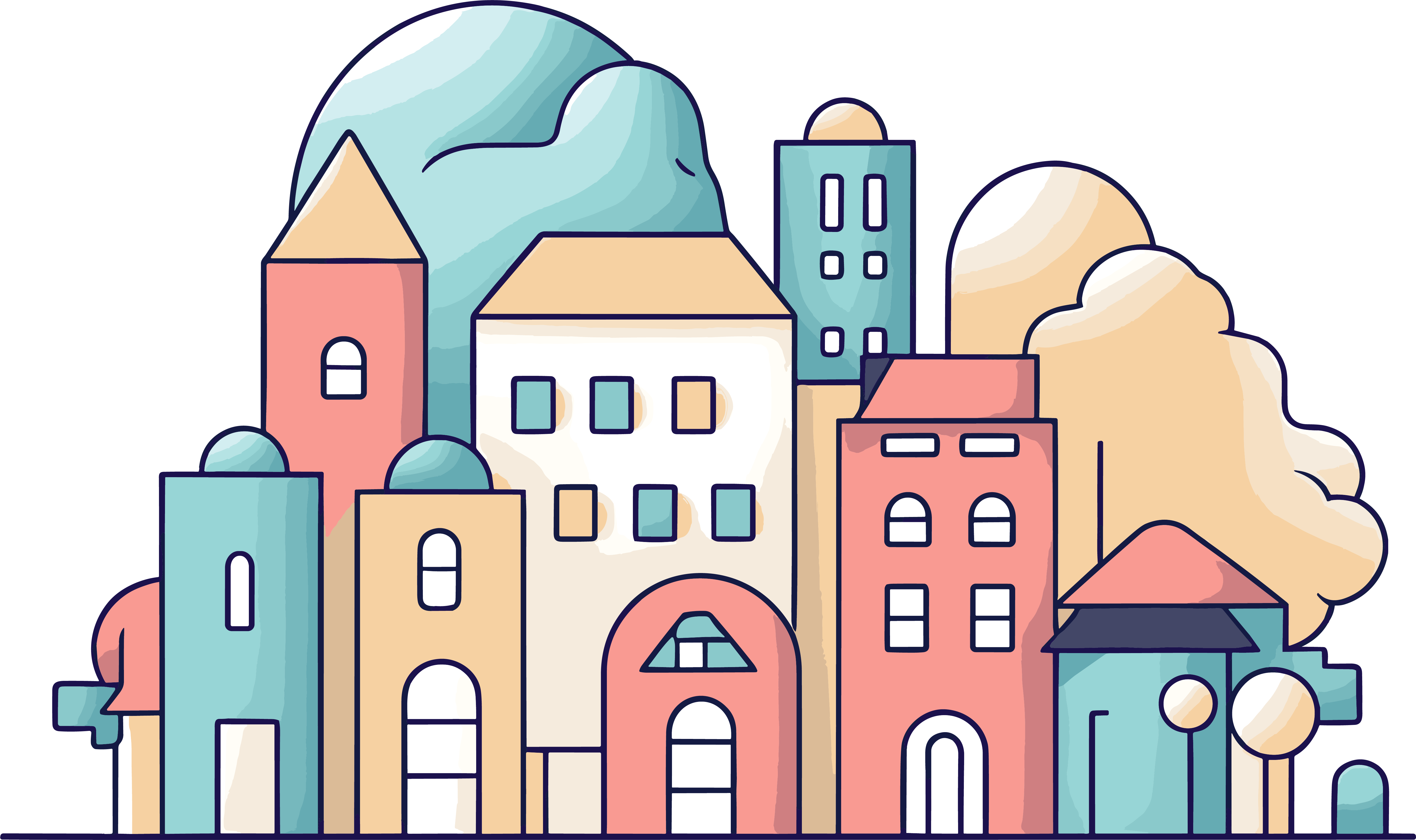City theme pure line PNG material