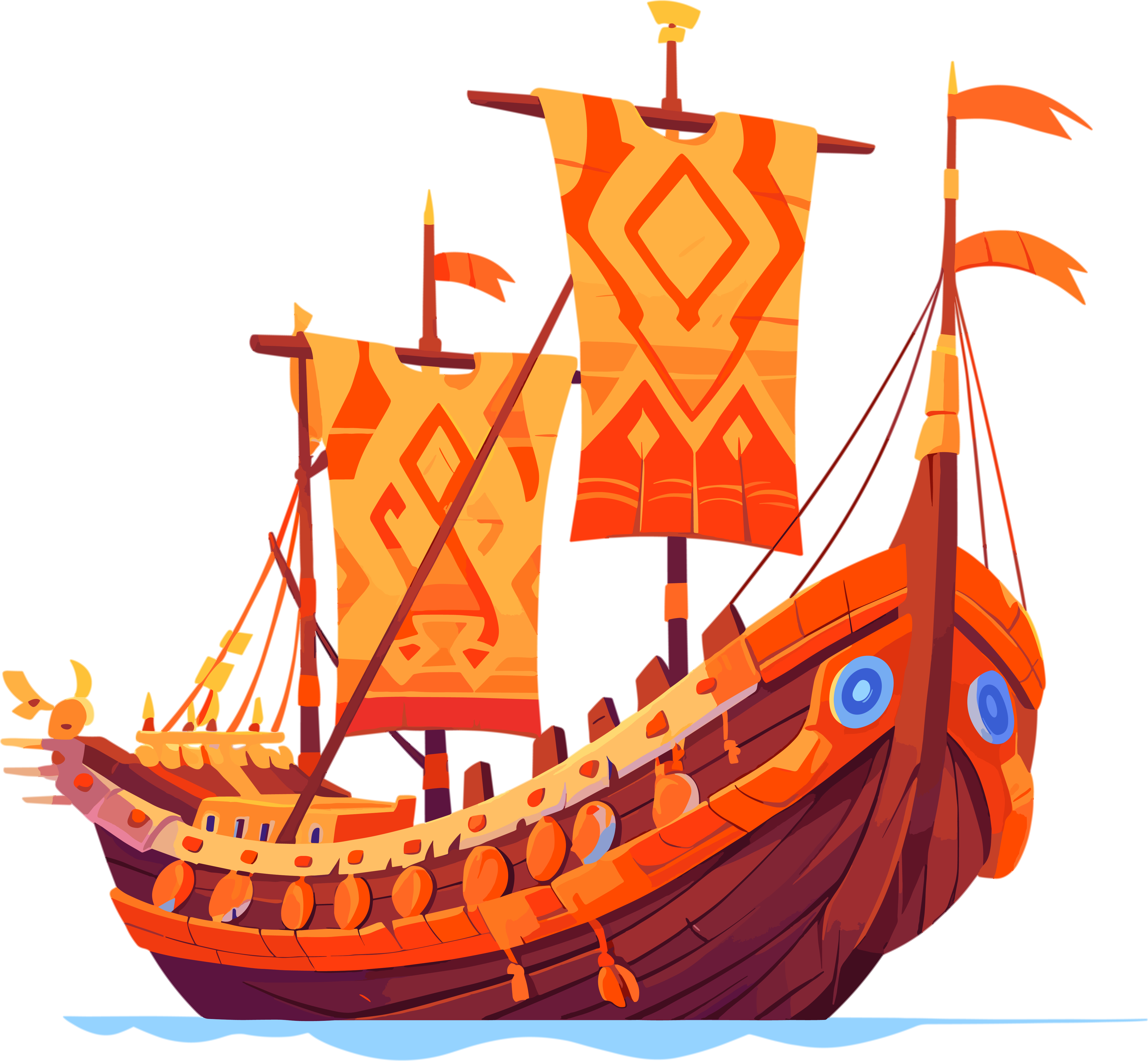 Sailboat graphic design elements