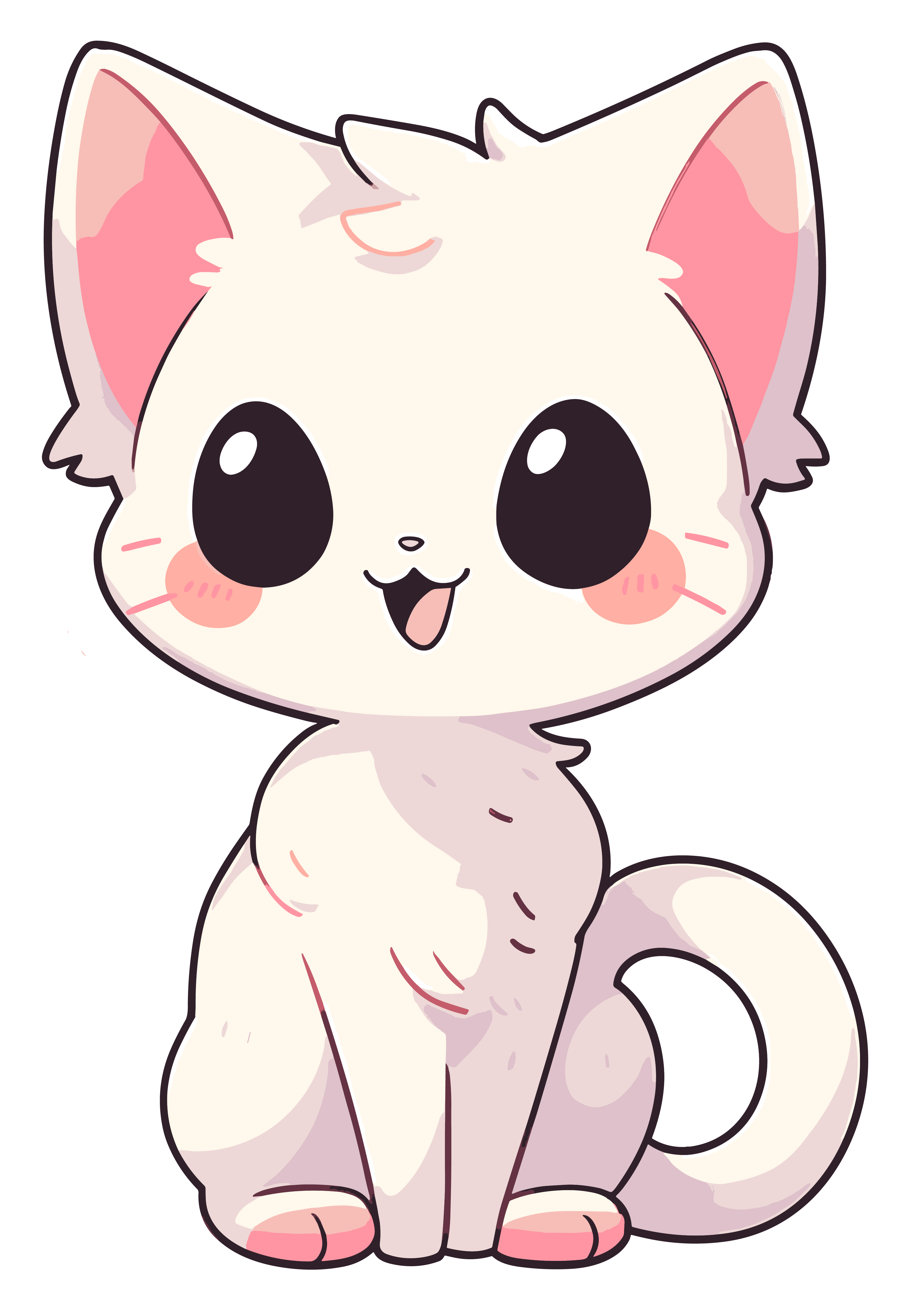 Cute cat sticker pattern material