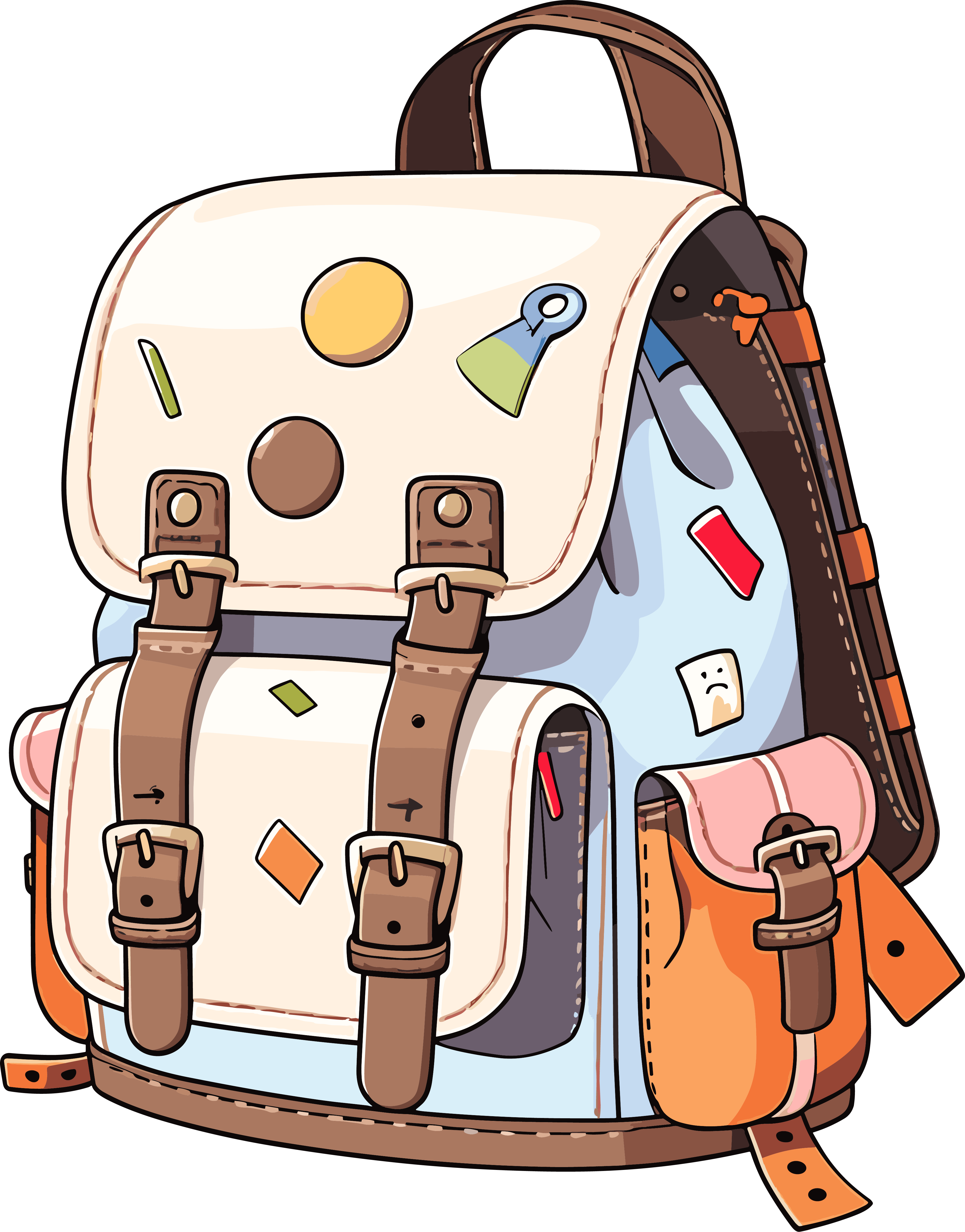Cartoon backpack transparent background illustration