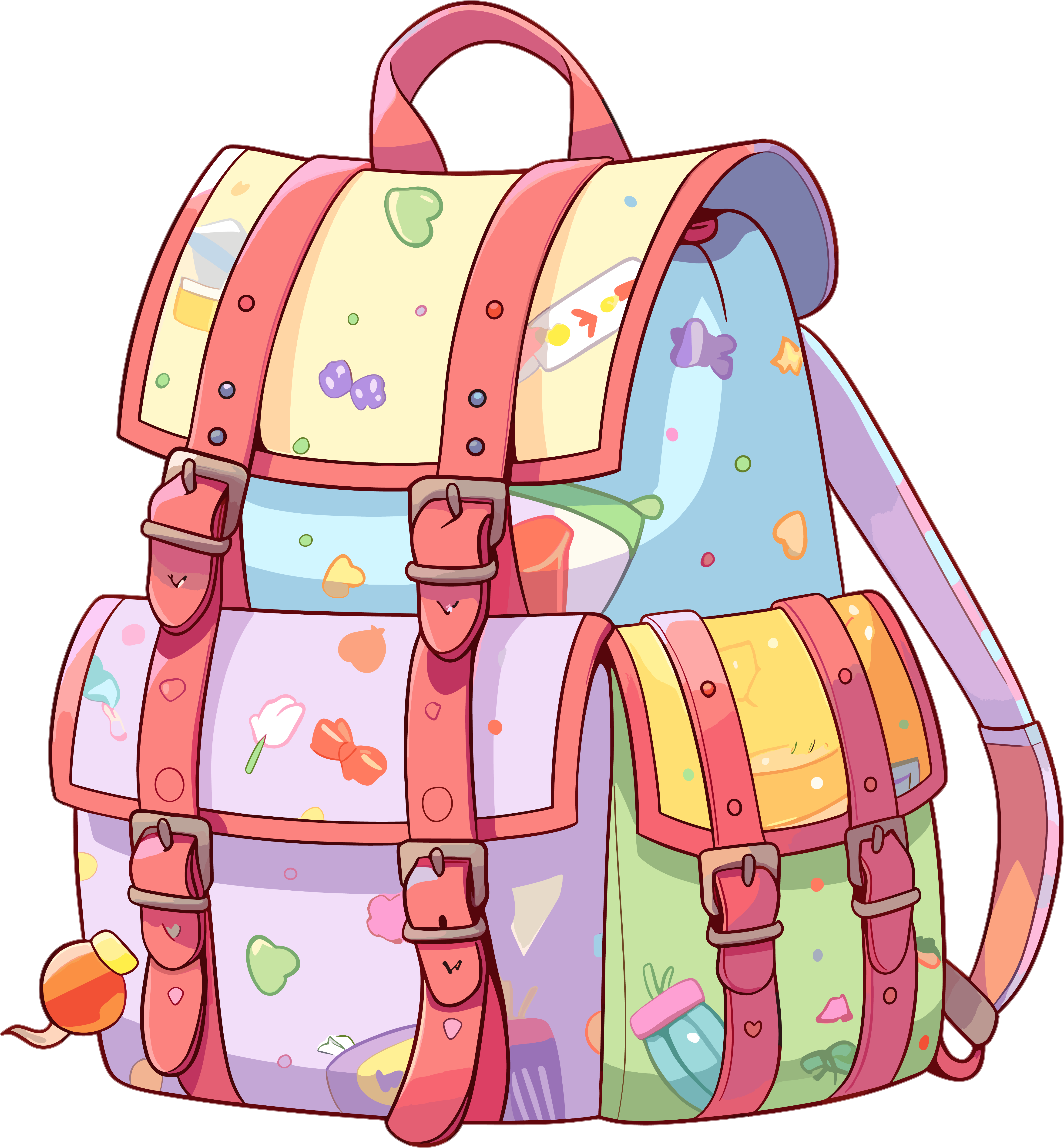 Cartoon backpack transparent background material